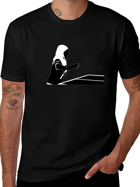 Table Tennis Graphic Tee - Black Cotton Shirt