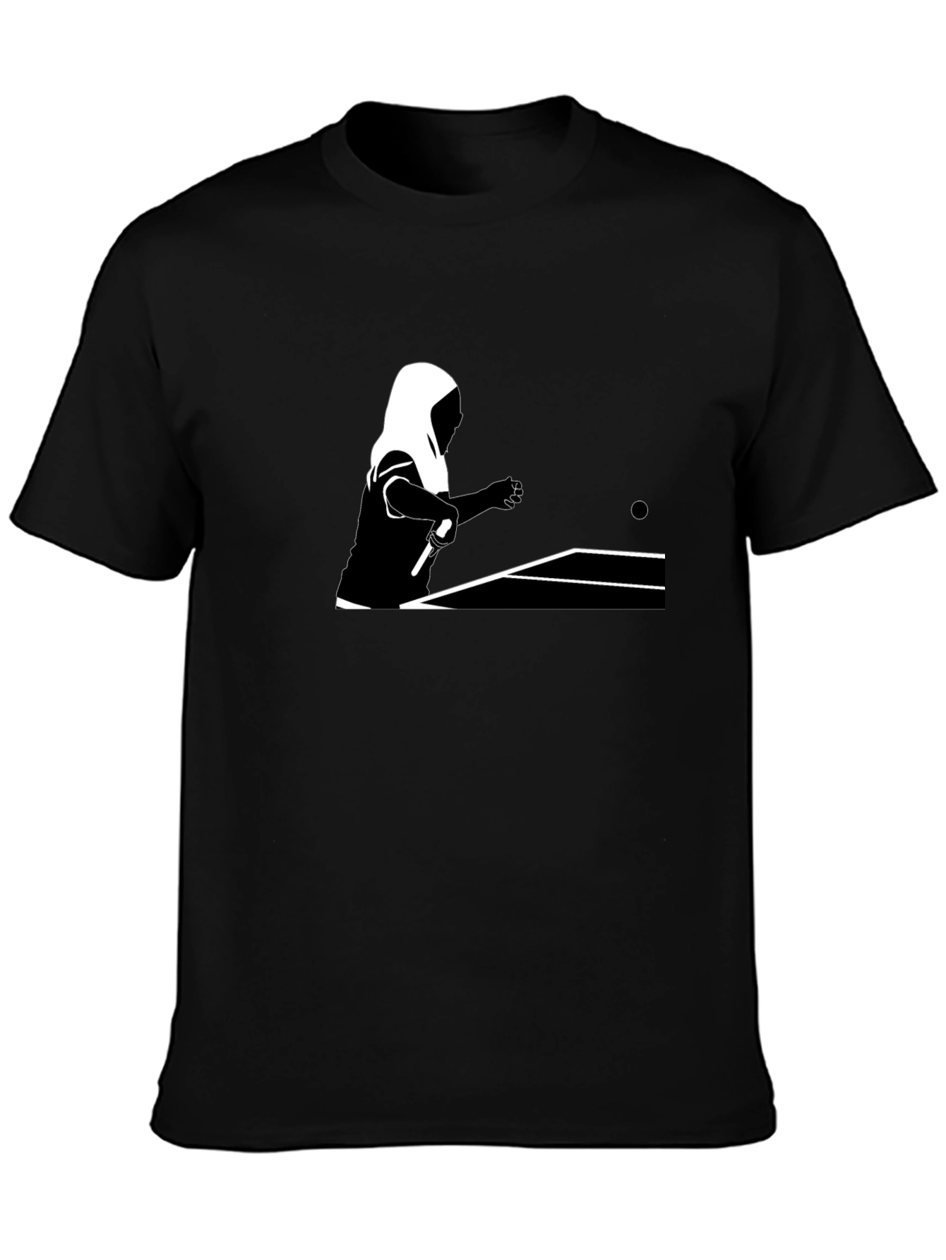 Table Tennis Graphic Tee - Black Cotton Shirt