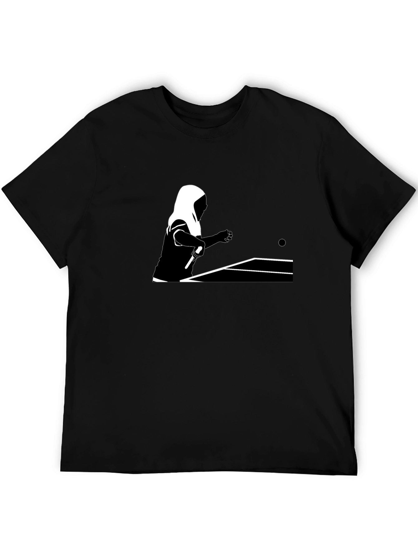 Table Tennis Graphic Tee - Black Cotton Shirt