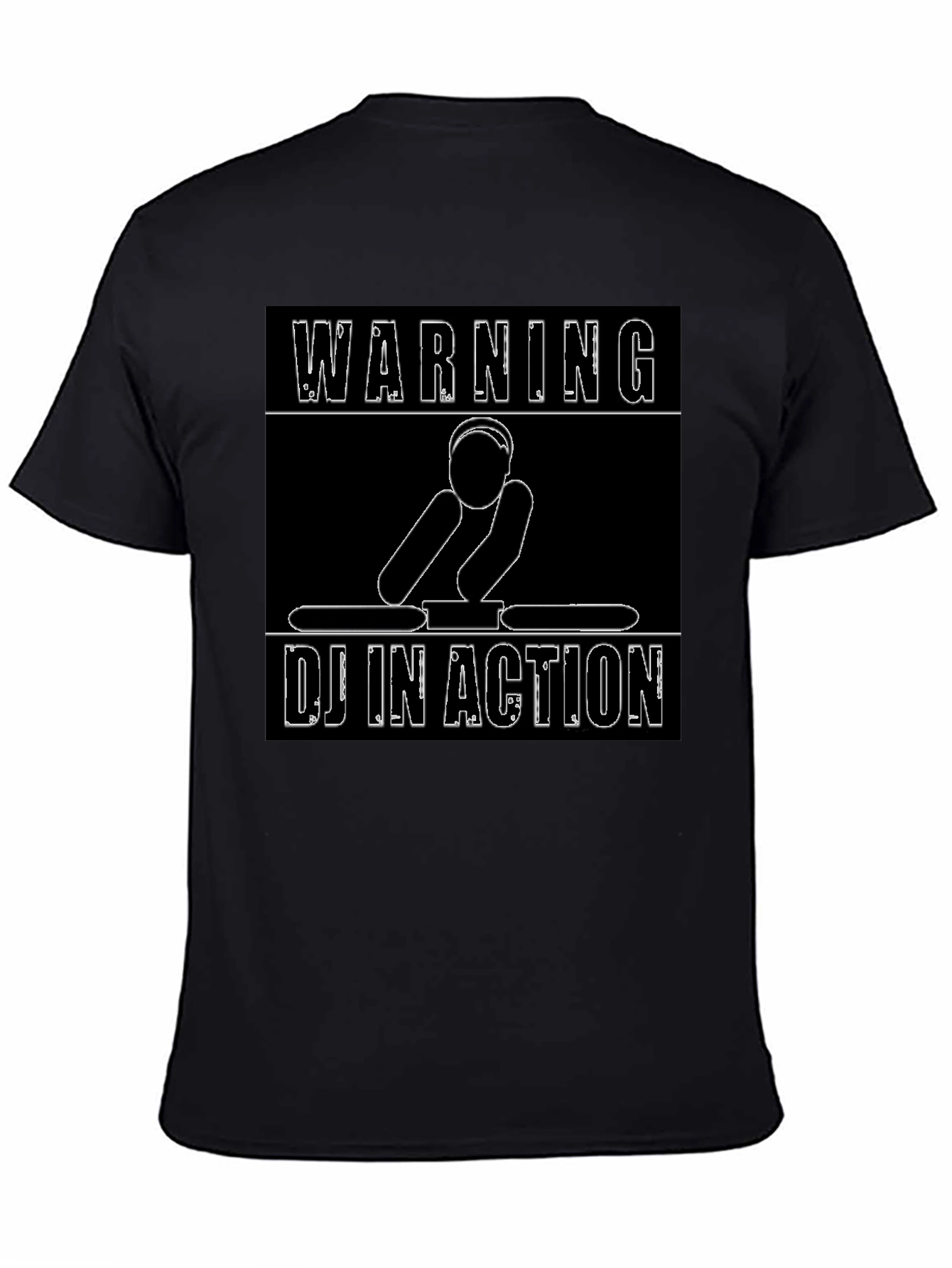 Warning DJ In Action Graphic Black T-Shirt