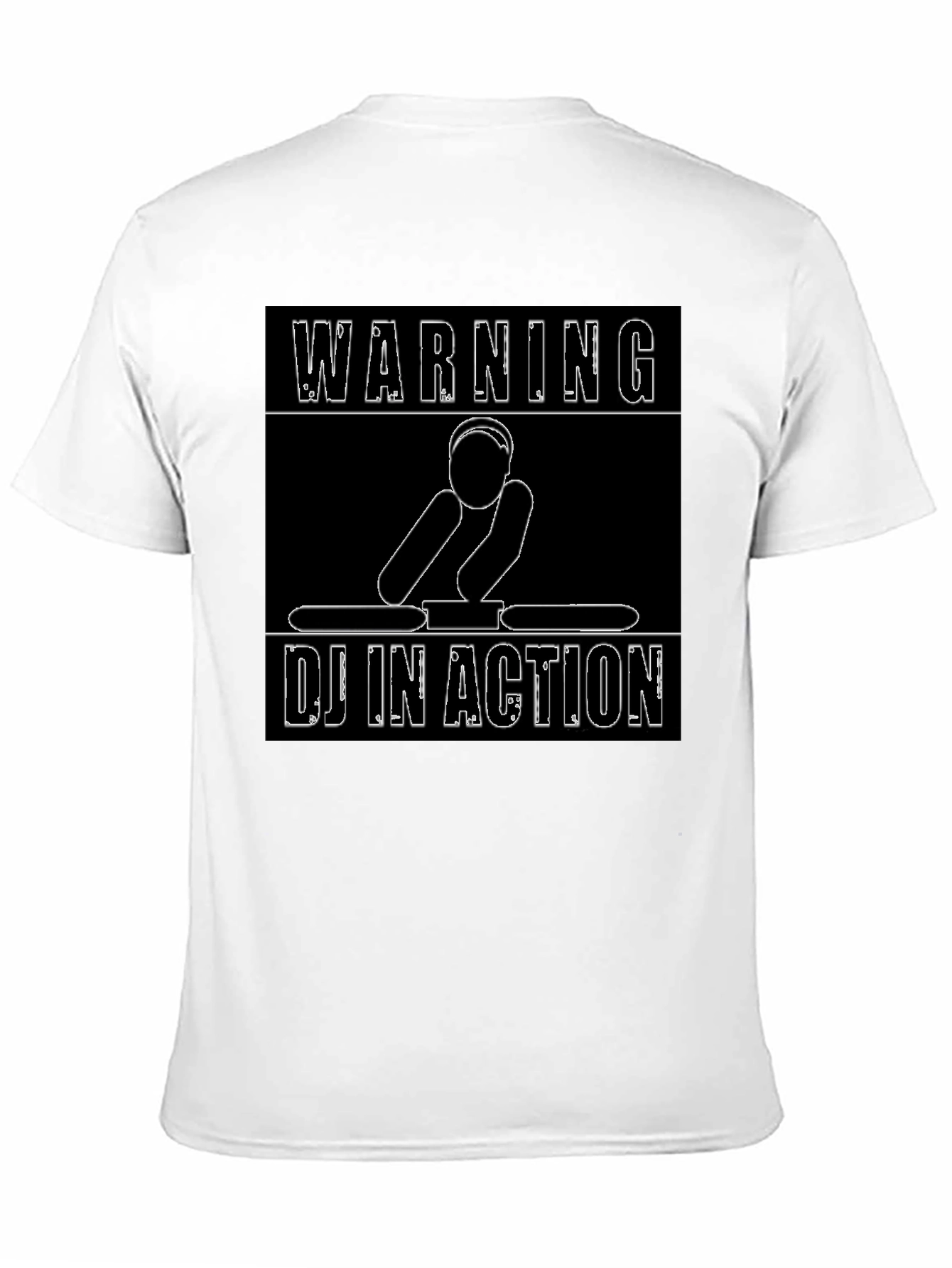 Warning DJ In Action Graphic Black T-Shirt