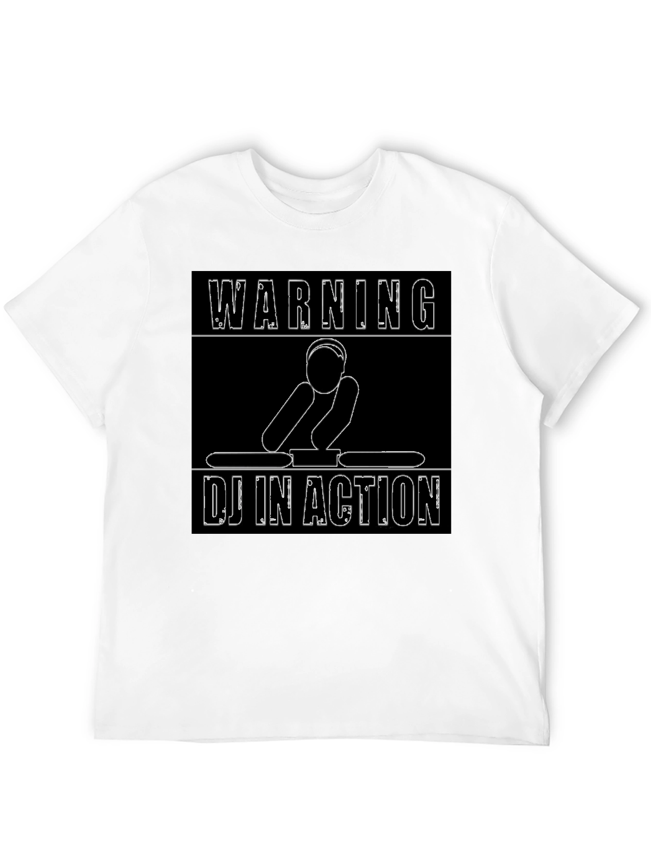 Warning DJ In Action Graphic Black T-Shirt
