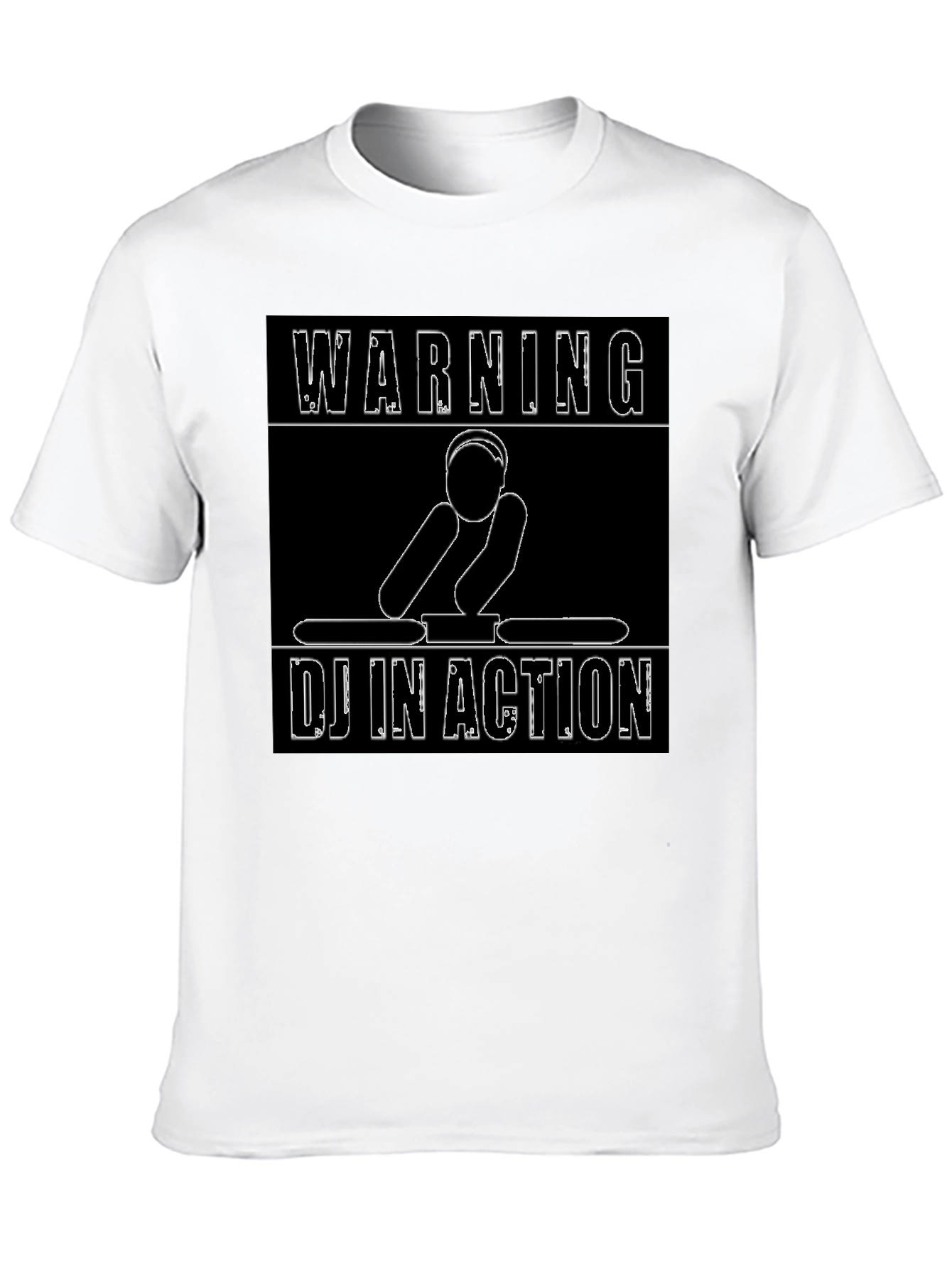 Warning DJ In Action Graphic Black T-Shirt