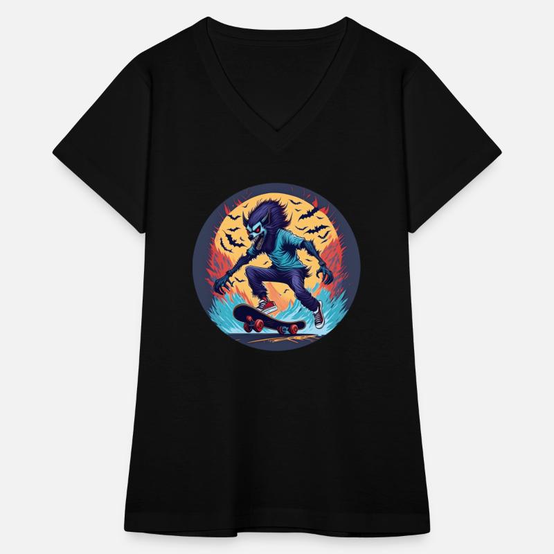 Scary Halloween Party Costume Werewolf Skateboard