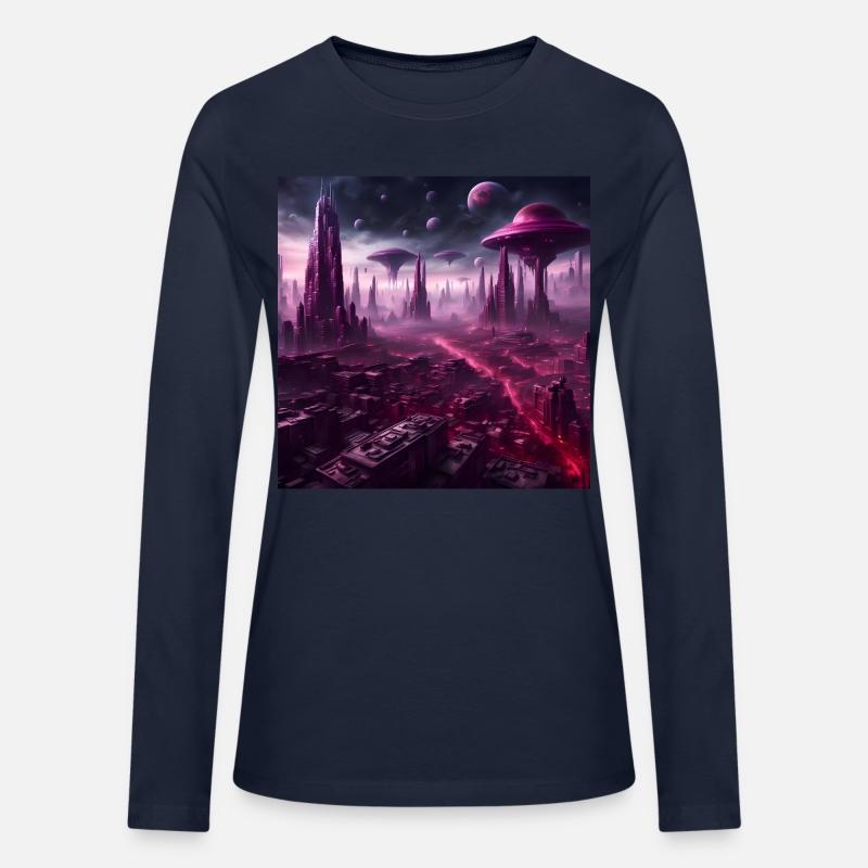 Sci-Fi Future World And Alien City in Neon Pink