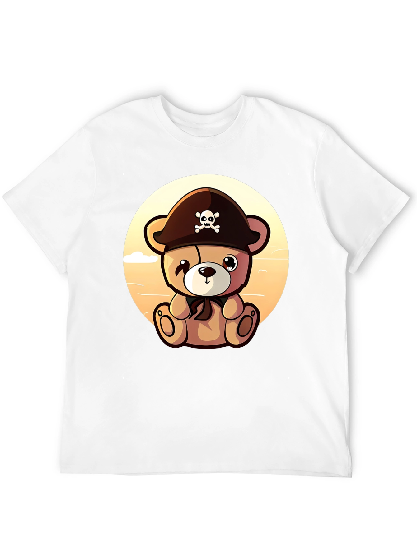 Pirate Teddy Bear Graphic Black T-Shirt