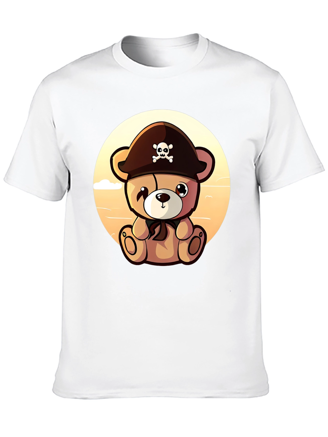 Pirate Teddy Bear Graphic Black T-Shirt
