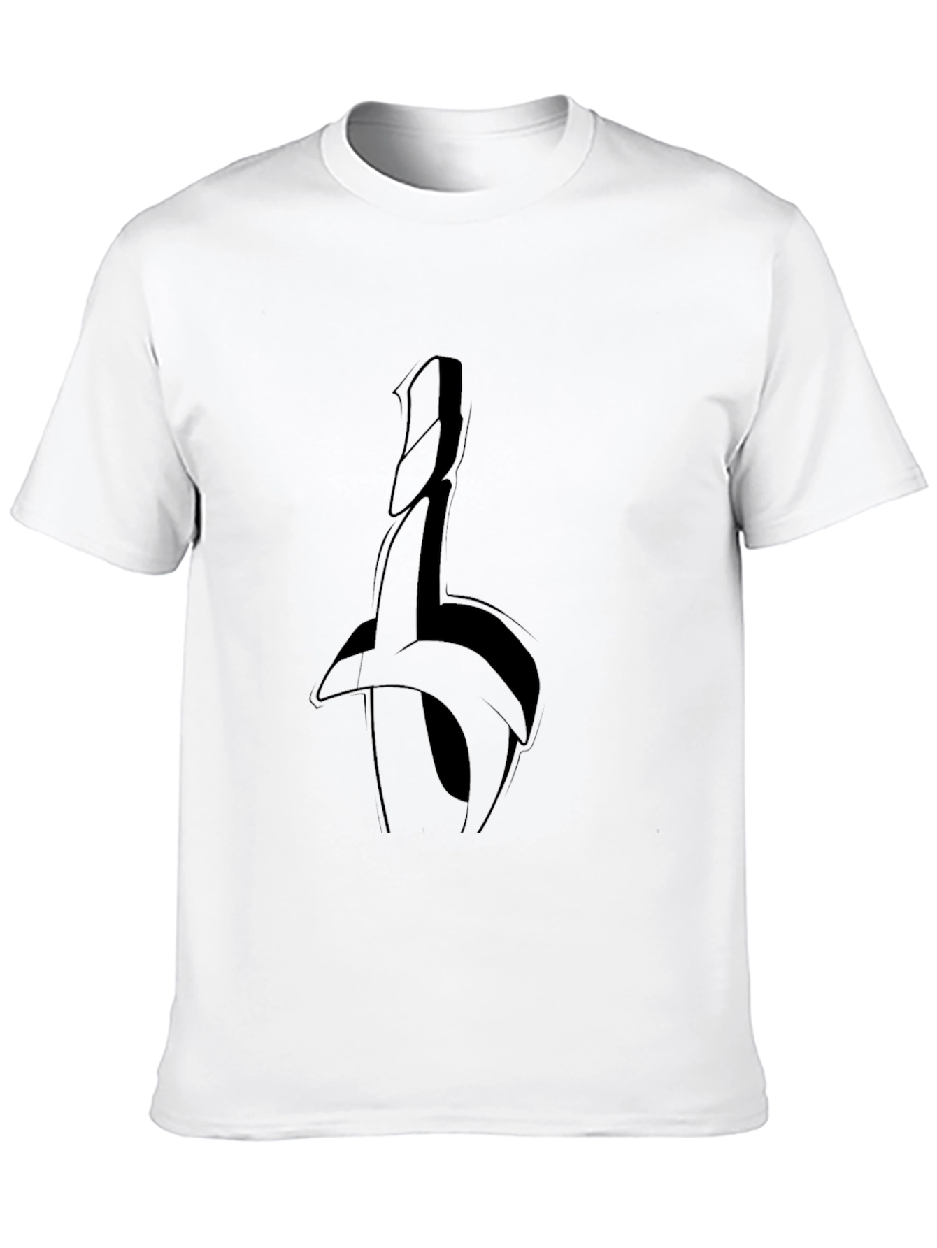 Abstract Sword Graphic Tee - Black Casual Top