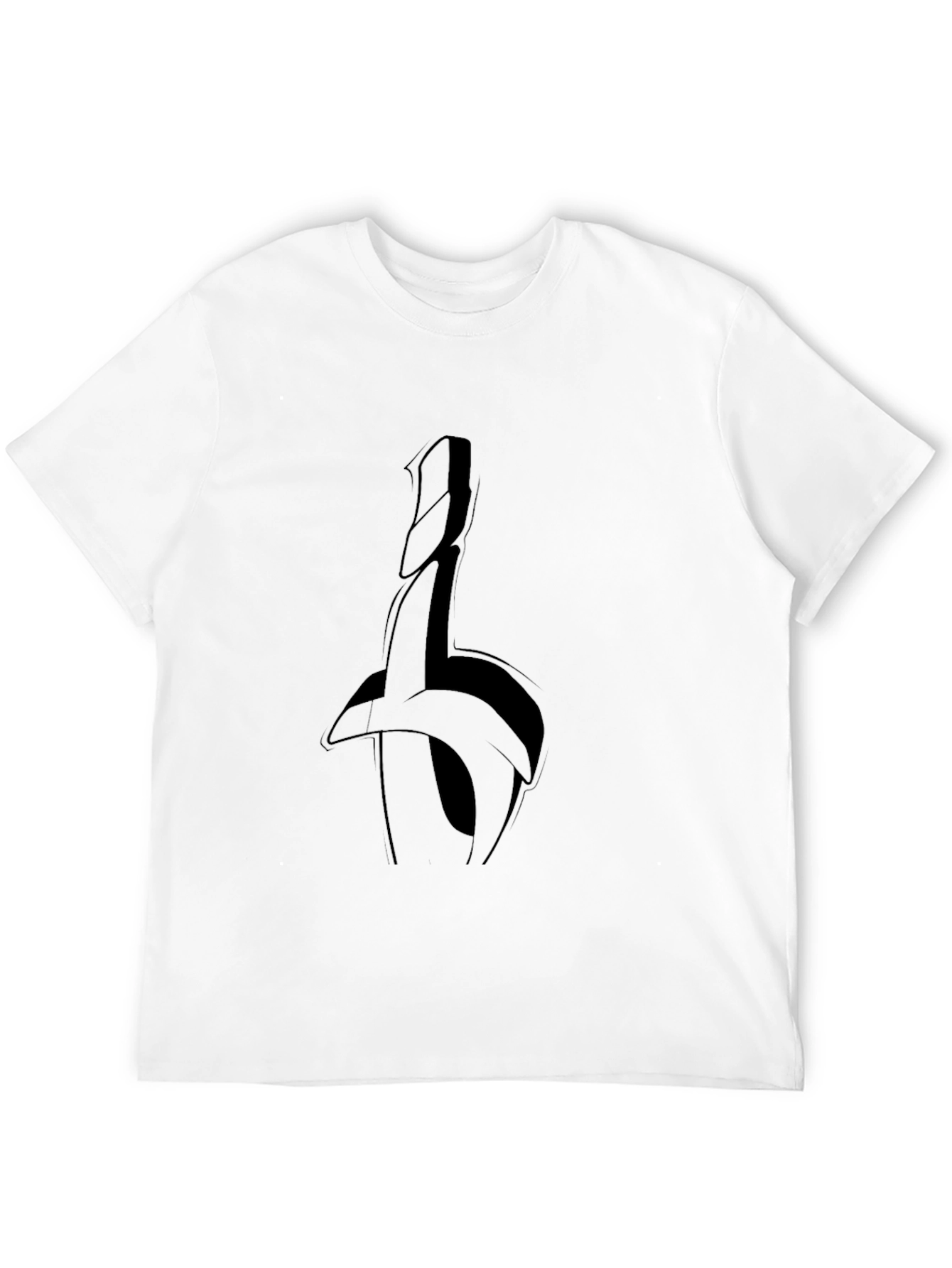 Abstract Sword Graphic Tee - Black Casual Top