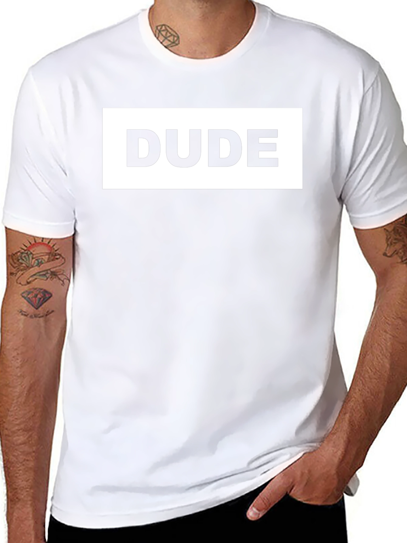 Dude T-Shirt - Mens Black Graphic Tee Casual Wear