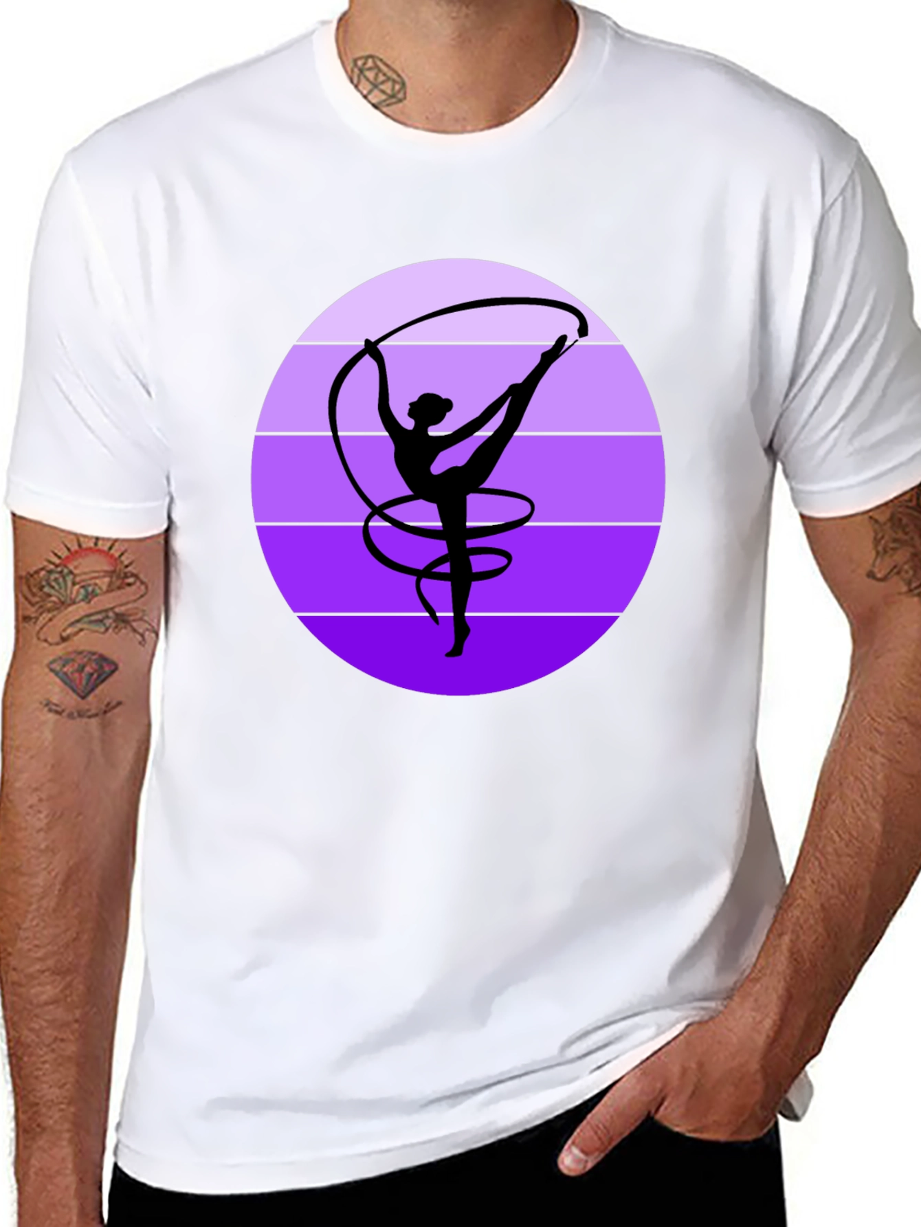 Gymnastics Ribbon Dance Graphic Tee - Stylish Black Shirt
