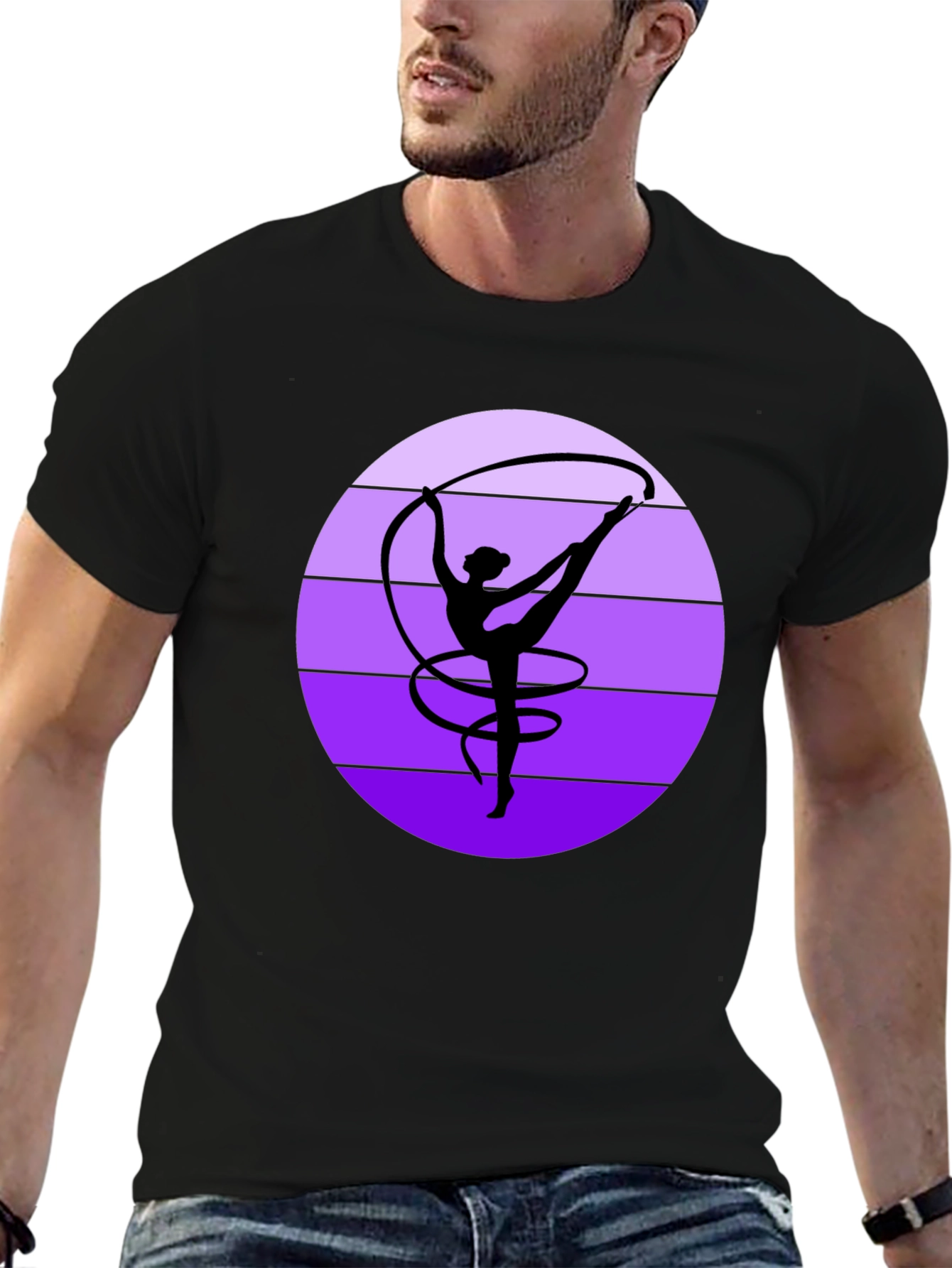 Gymnastics Ribbon Dance Graphic Tee - Stylish Black Shirt