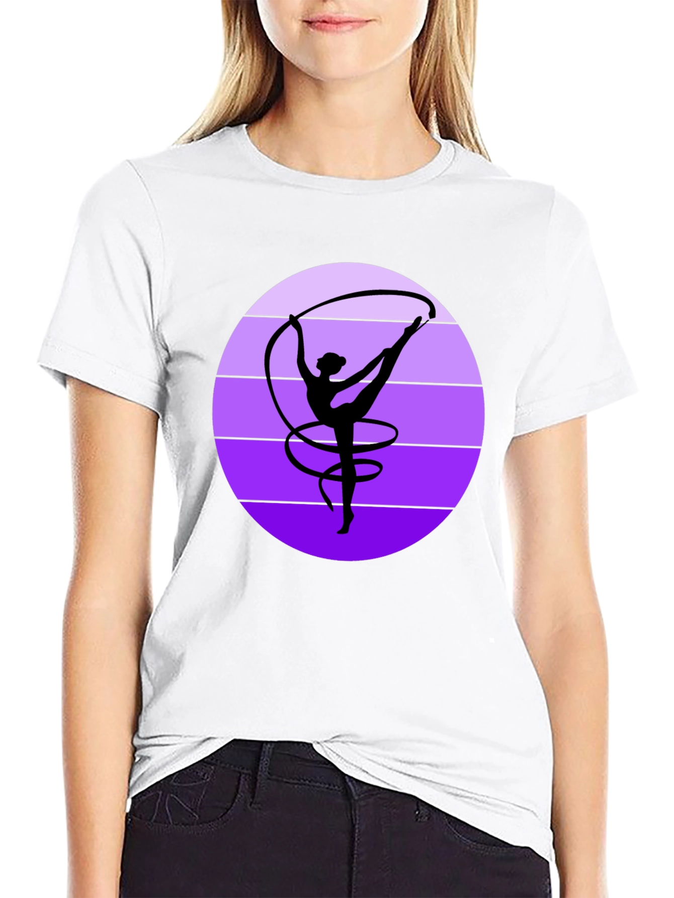Gymnastics Ribbon Dance Graphic Tee - Stylish Black Shirt