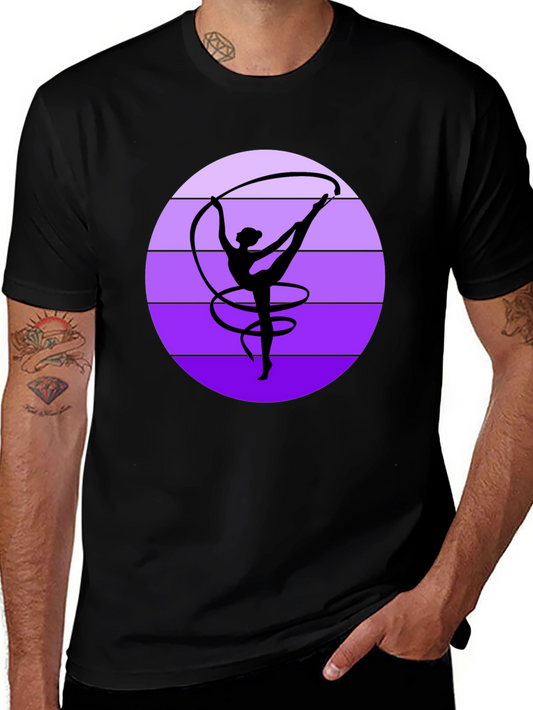 Gymnastics Ribbon Dance Graphic Tee - Stylish Black Shirt