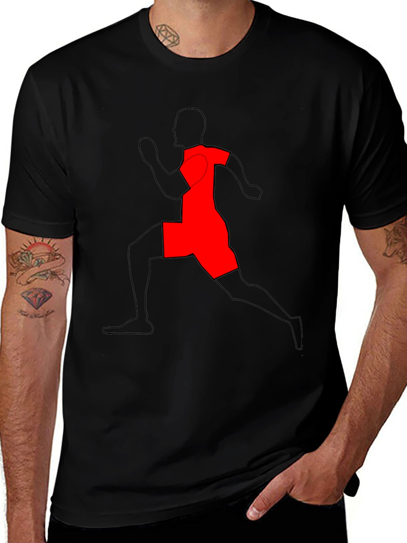 Runner Graphic T-Shirt - Black Cotton Tee