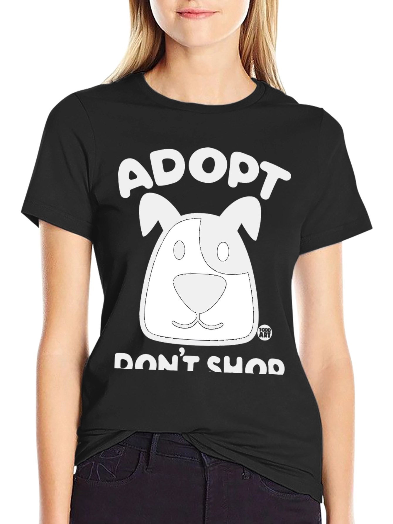 Adopt Dont Shop Black Graphic Tee