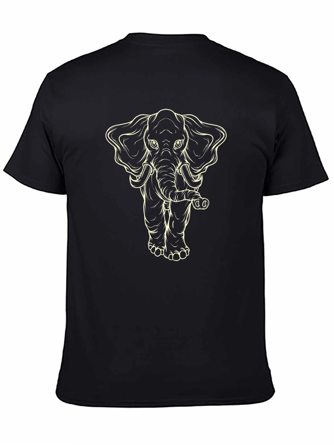 Elephant Graphic Tee - Quirky Mens Black T-Shirt