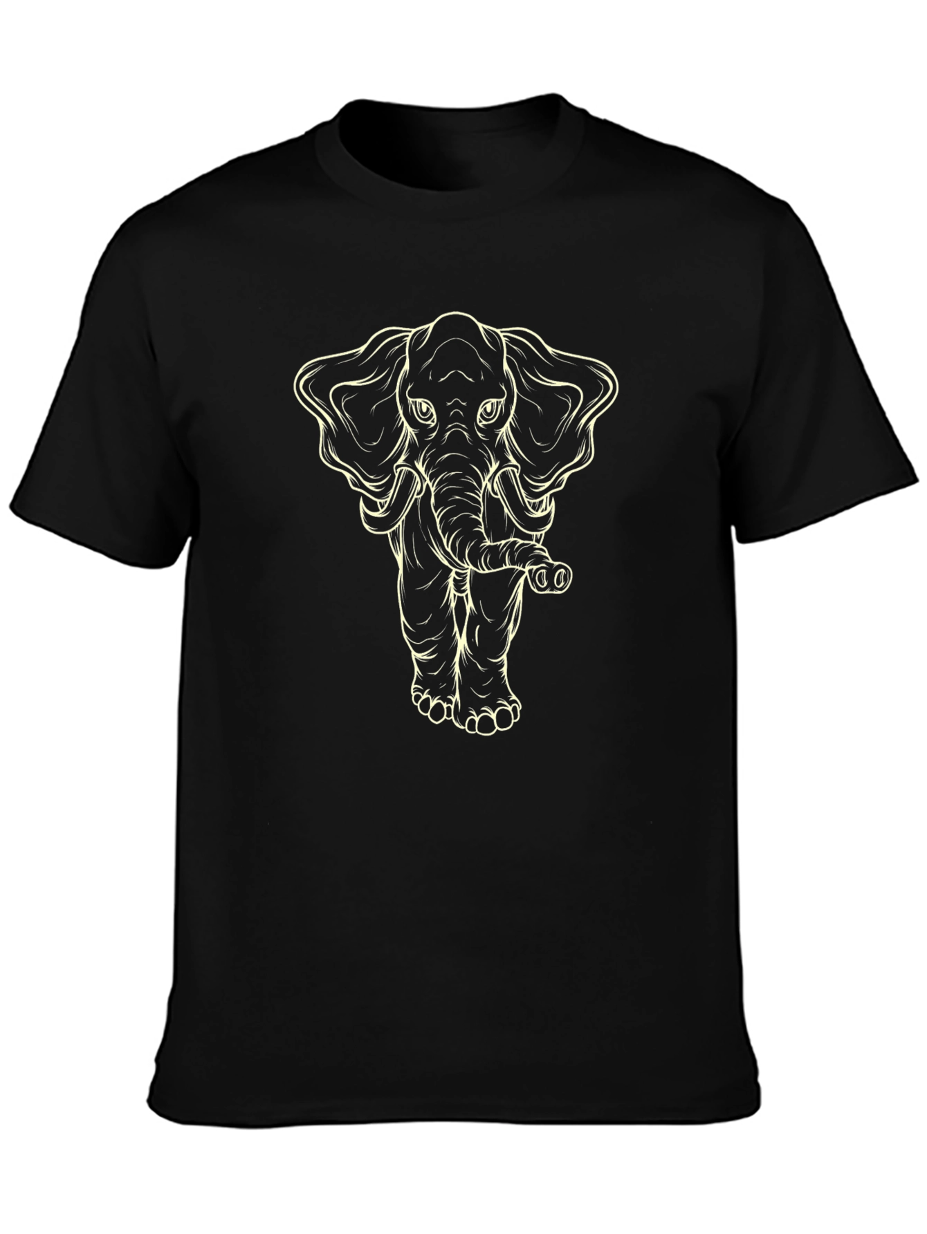 Elephant Graphic Tee - Quirky Mens Black T-Shirt