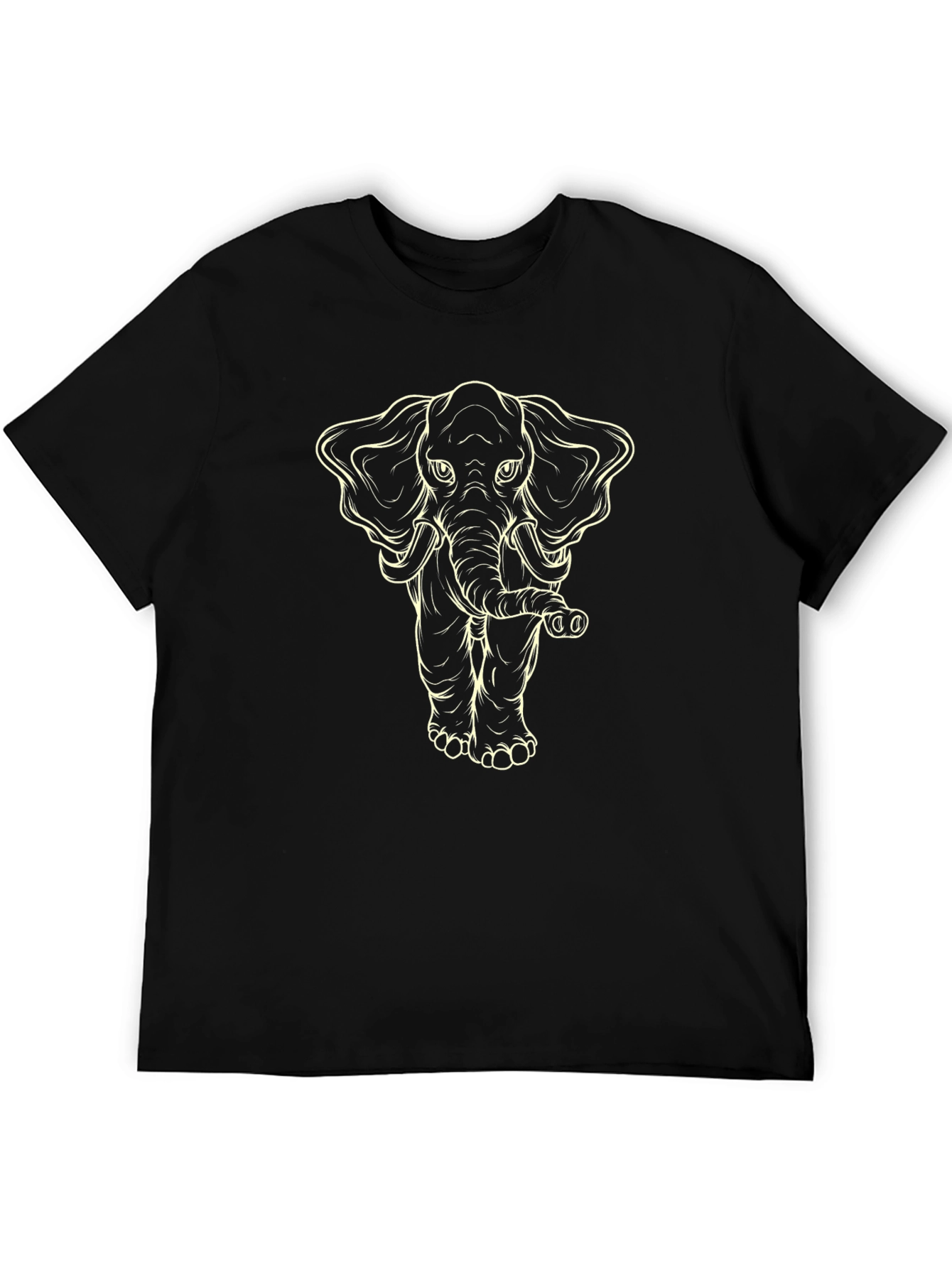 Elephant Graphic Tee - Quirky Mens Black T-Shirt