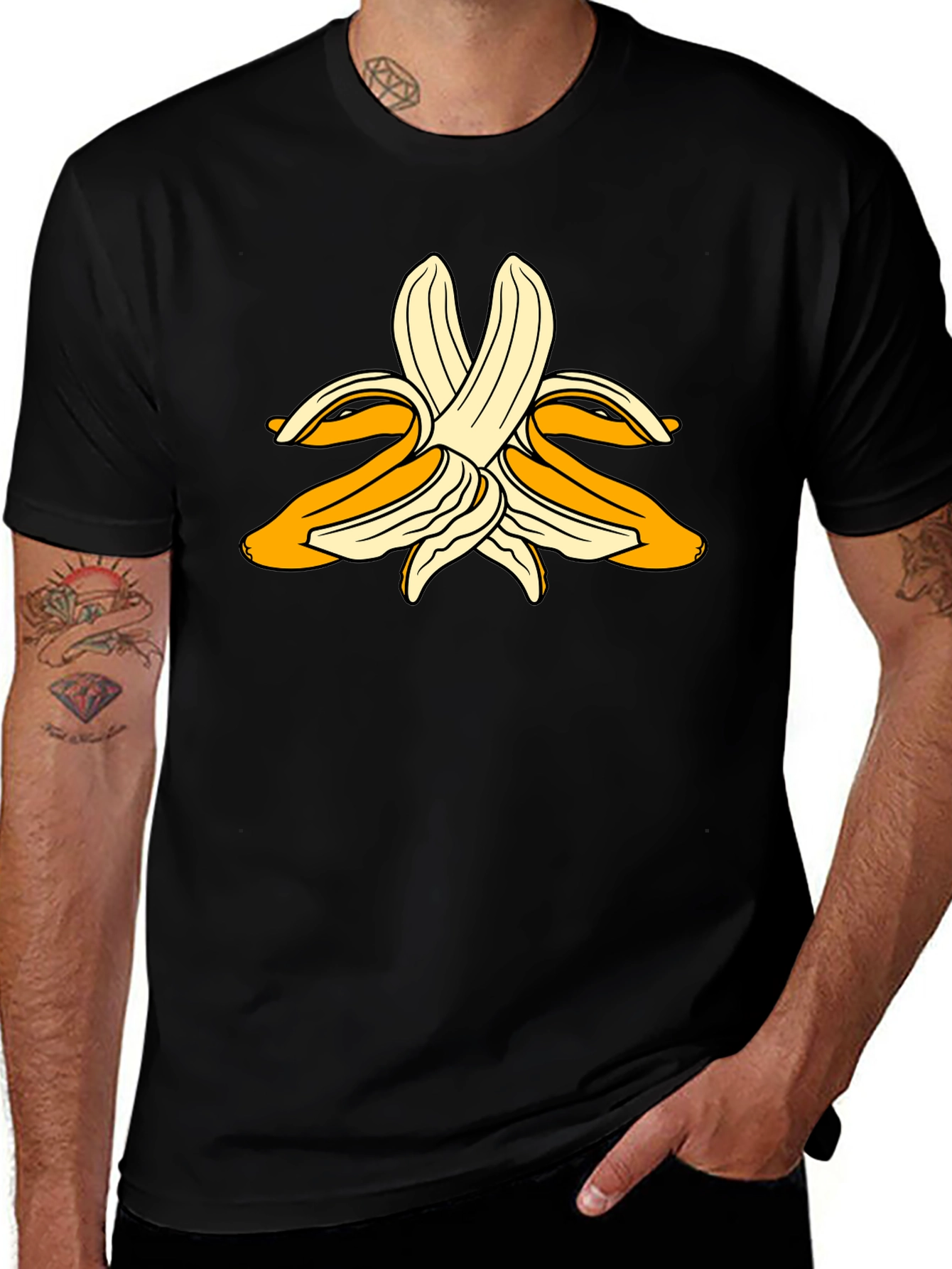 Banana Peel Graphic Black T-Shirt