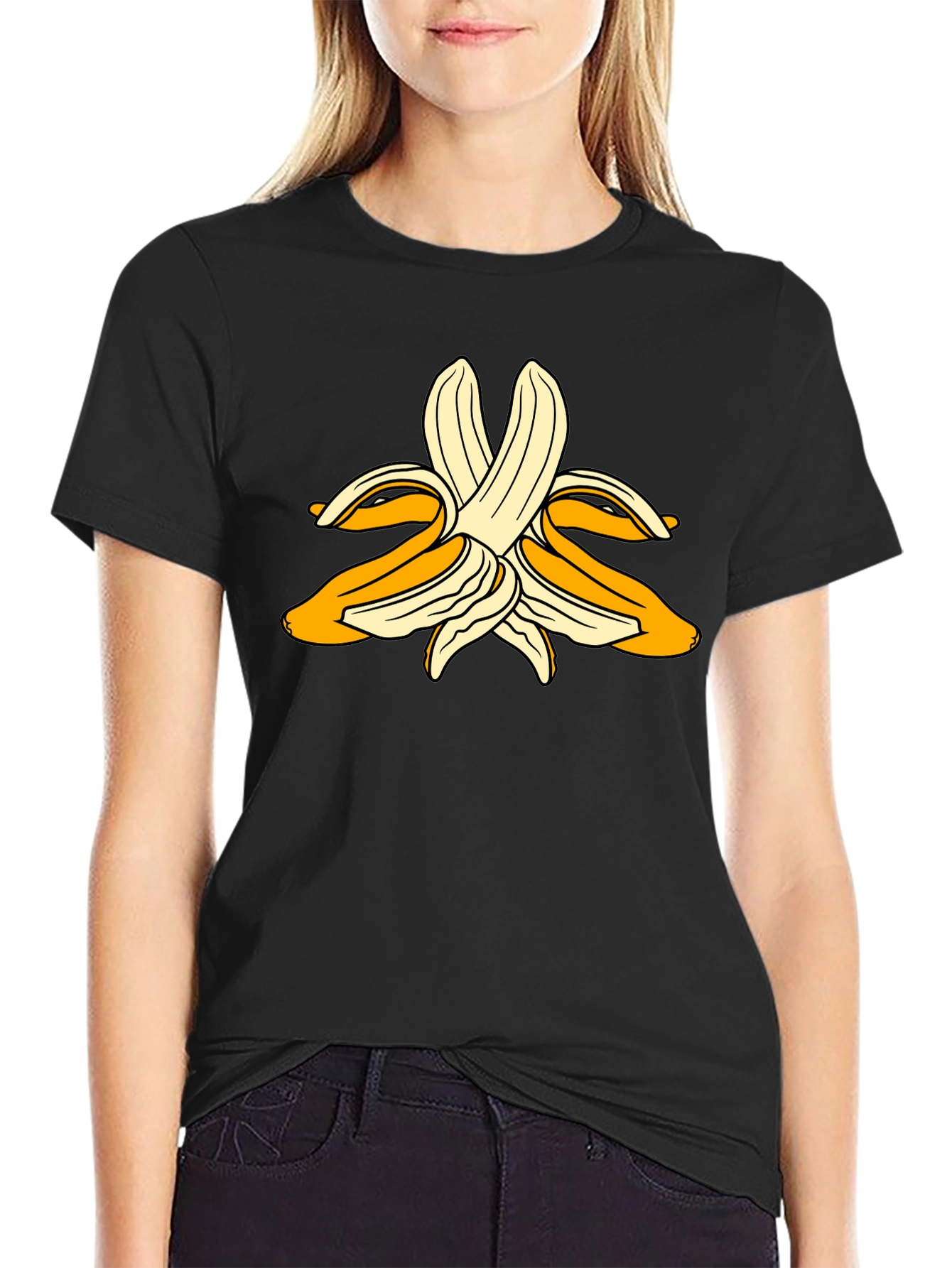 Banana Peel Graphic Black T-Shirt