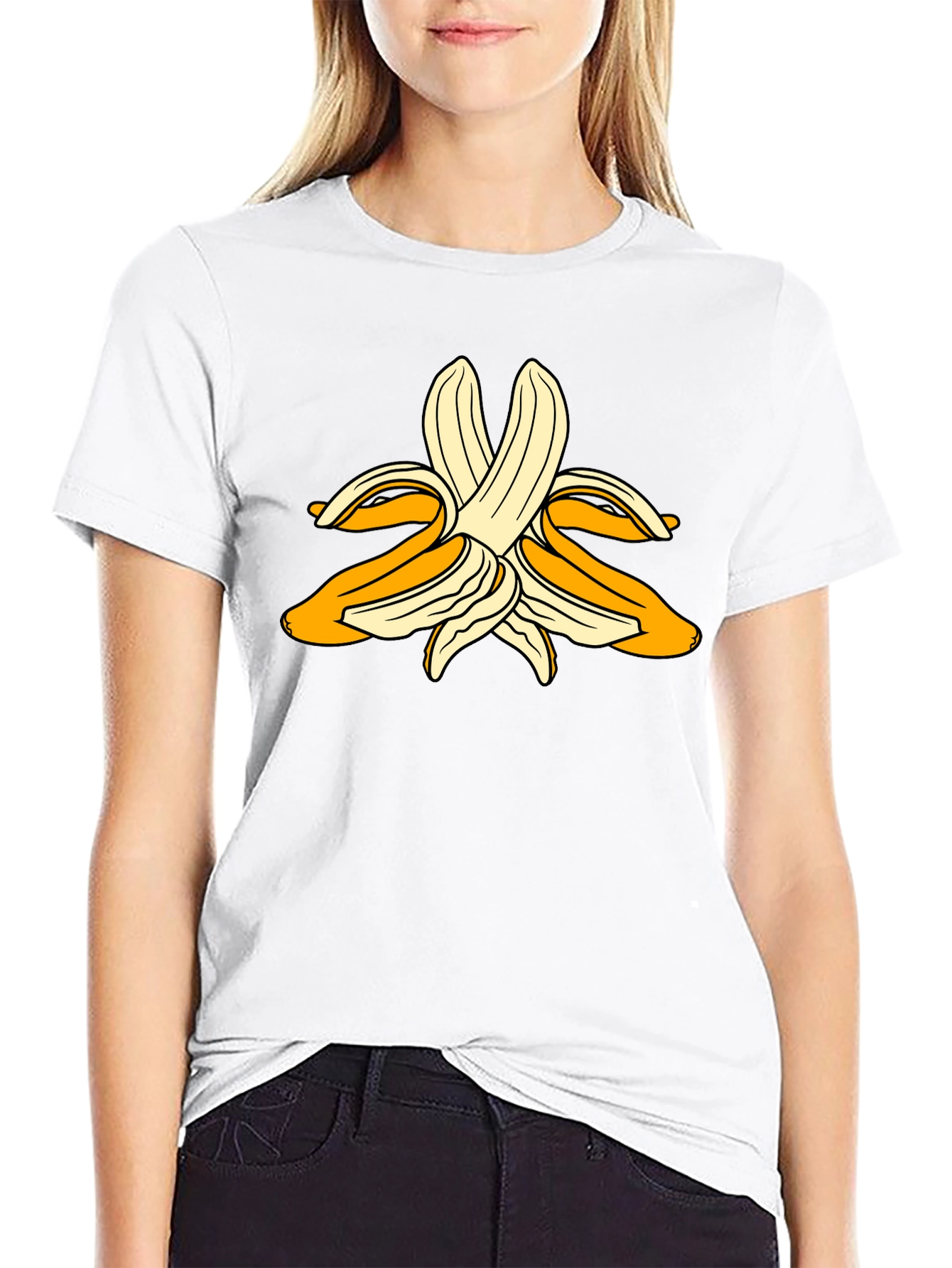 Banana Peel Graphic Black T-Shirt