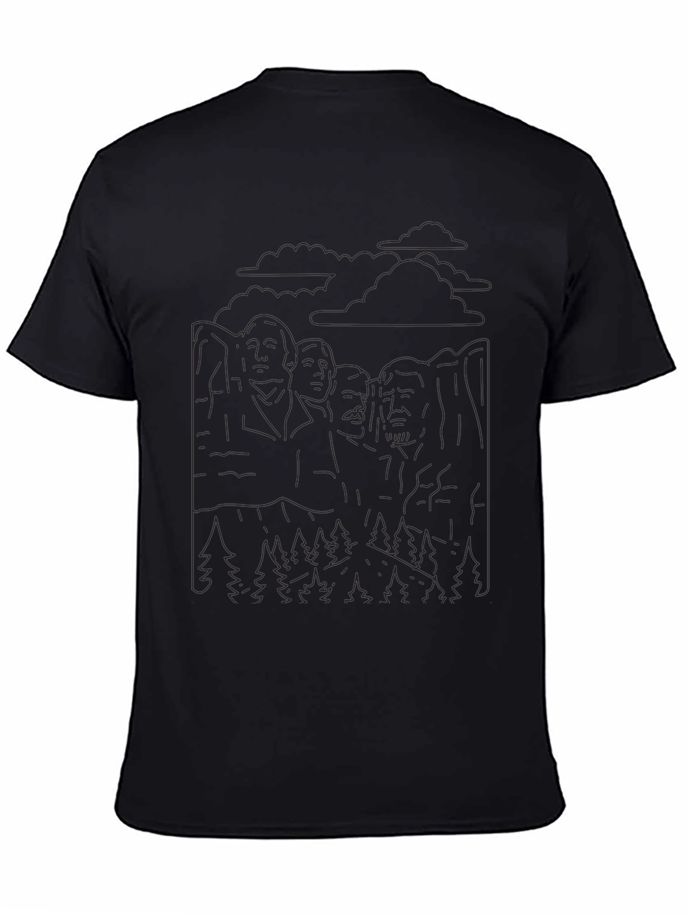 Mount Rushmore Outline Graphic Tee - Black