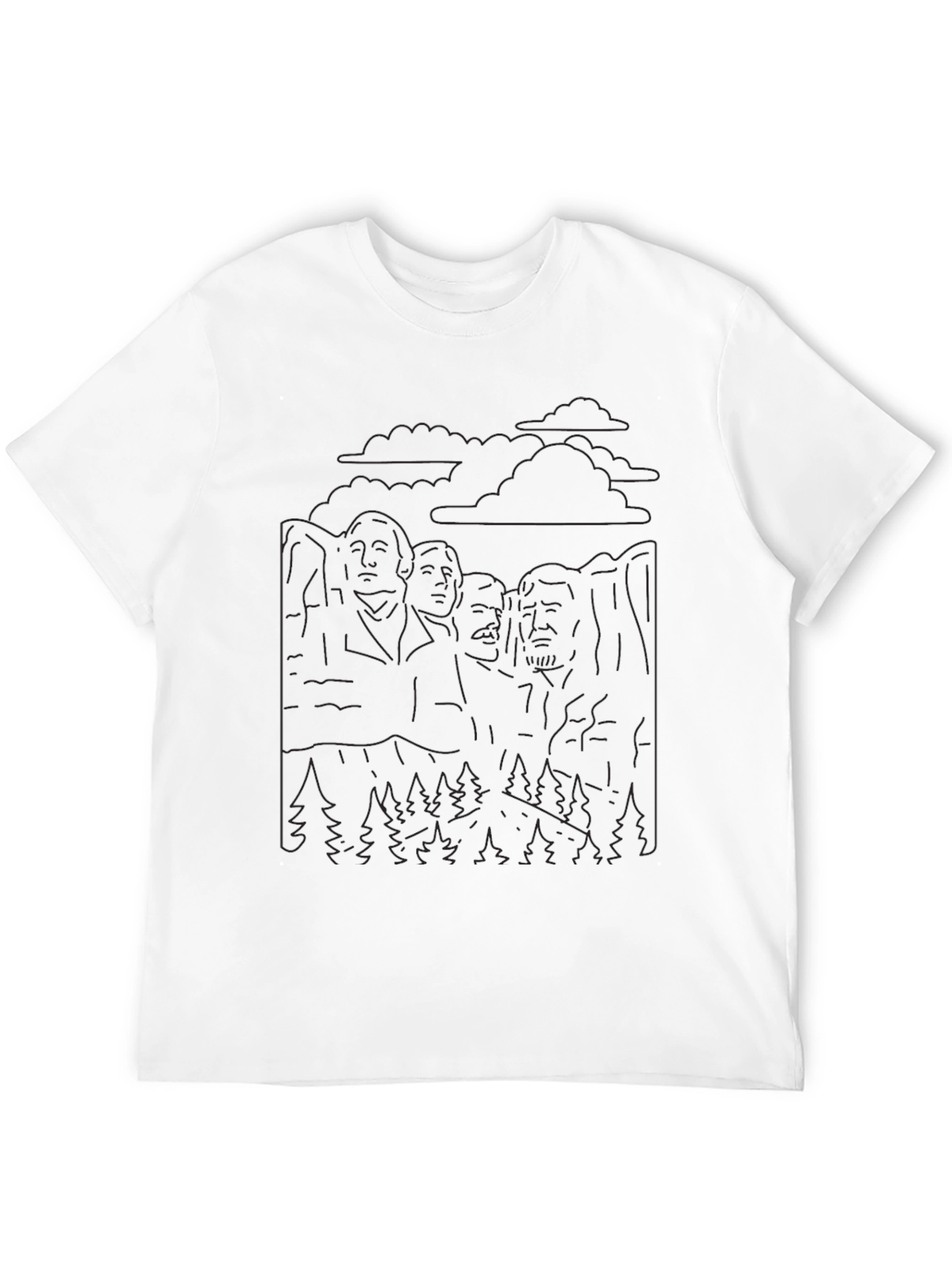 Mount Rushmore Outline Graphic Tee - Black