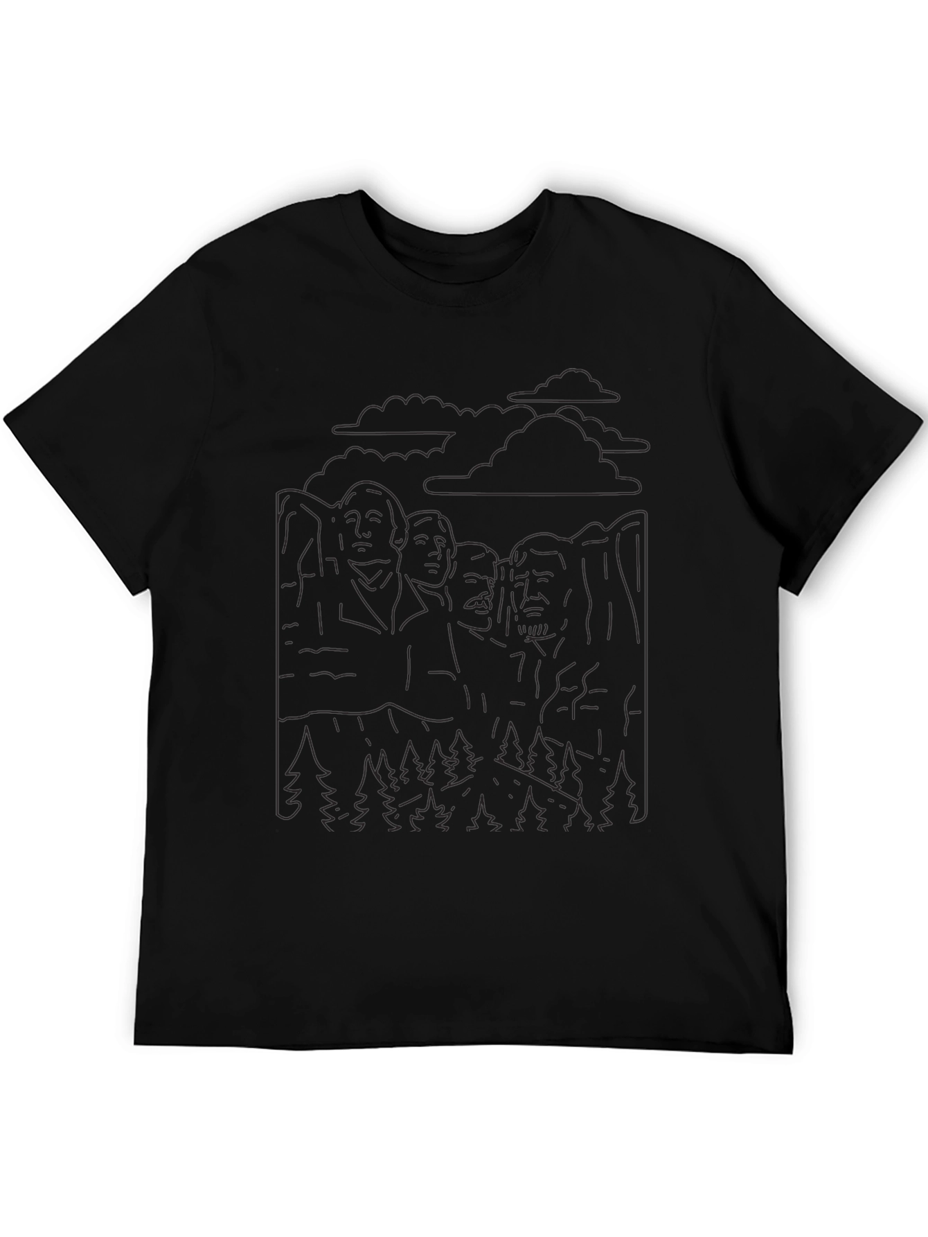 Mount Rushmore Outline Graphic Tee - Black
