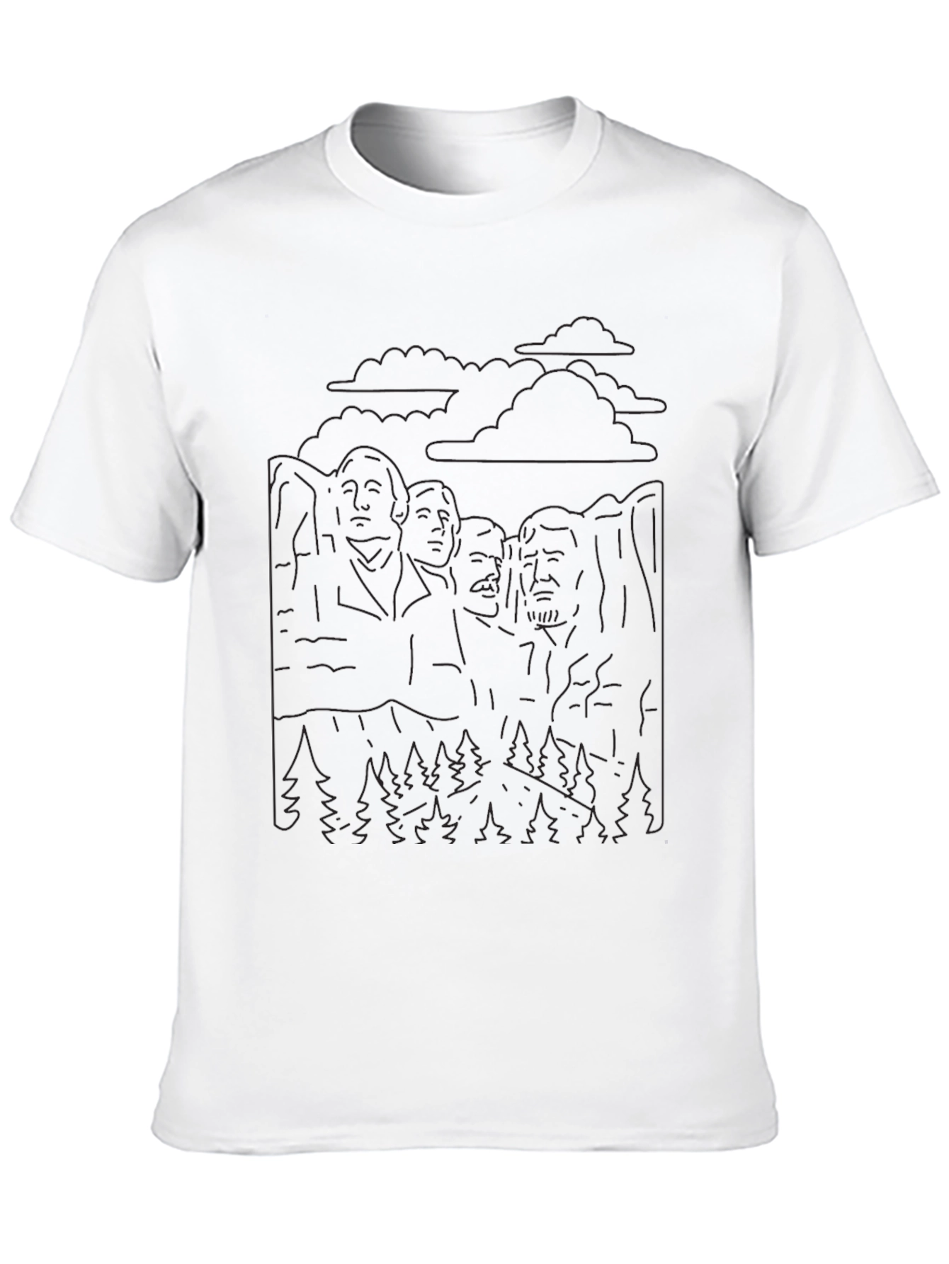Mount Rushmore Outline Graphic Tee - Black
