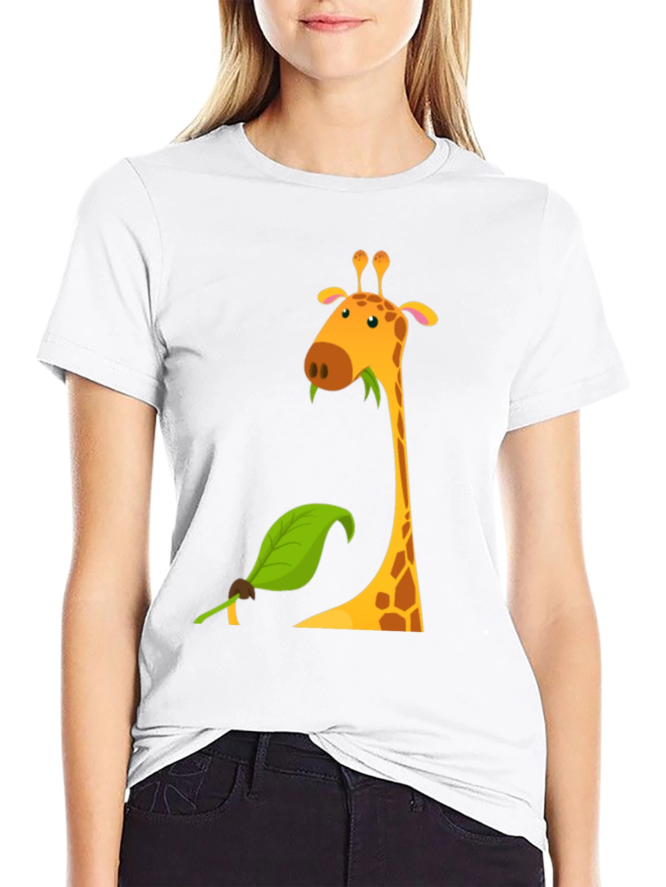 Giraffe Graphic Tee - Black Cotton Blend