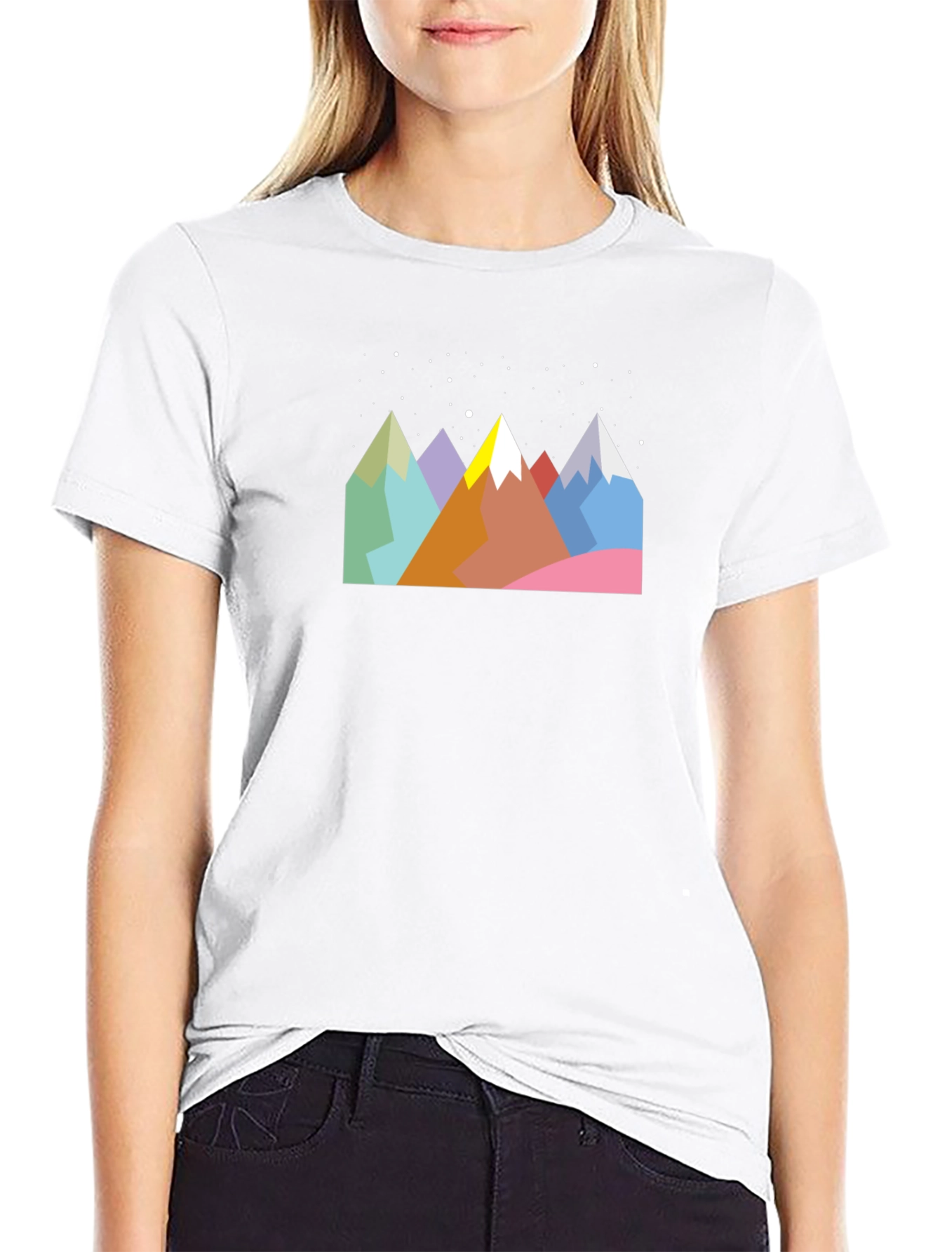 Geometric Mountain Range Graphic Tee - Black
