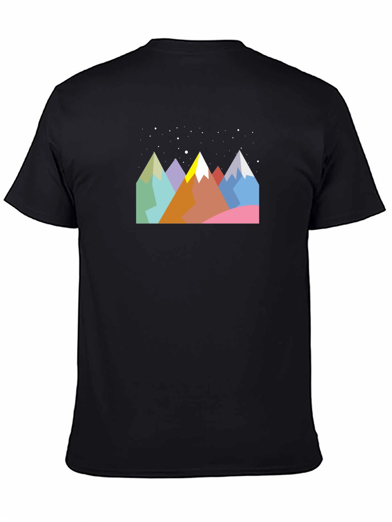 Geometric Mountain Range Graphic Tee - Black