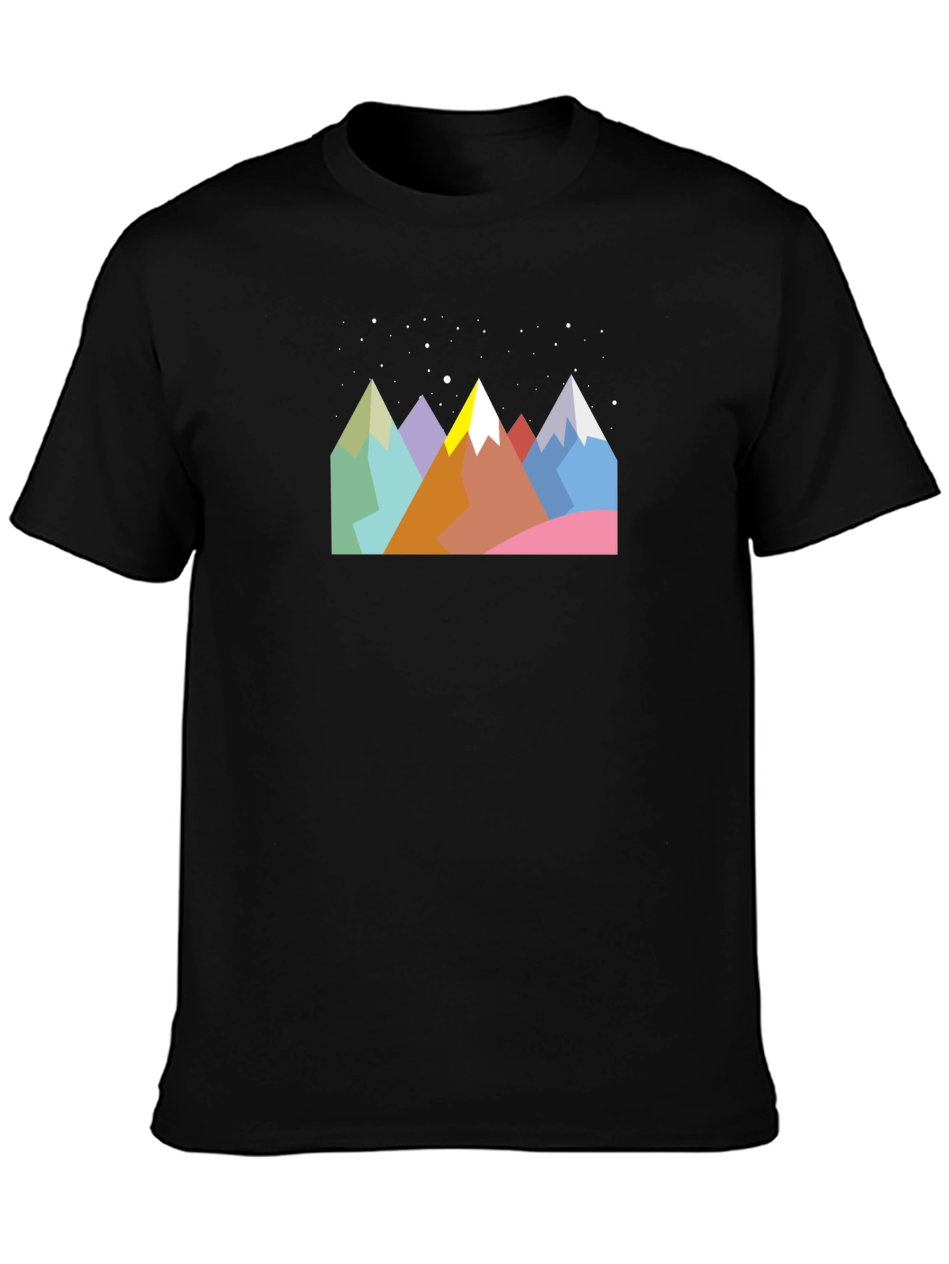 Geometric Mountain Range Graphic Tee - Black