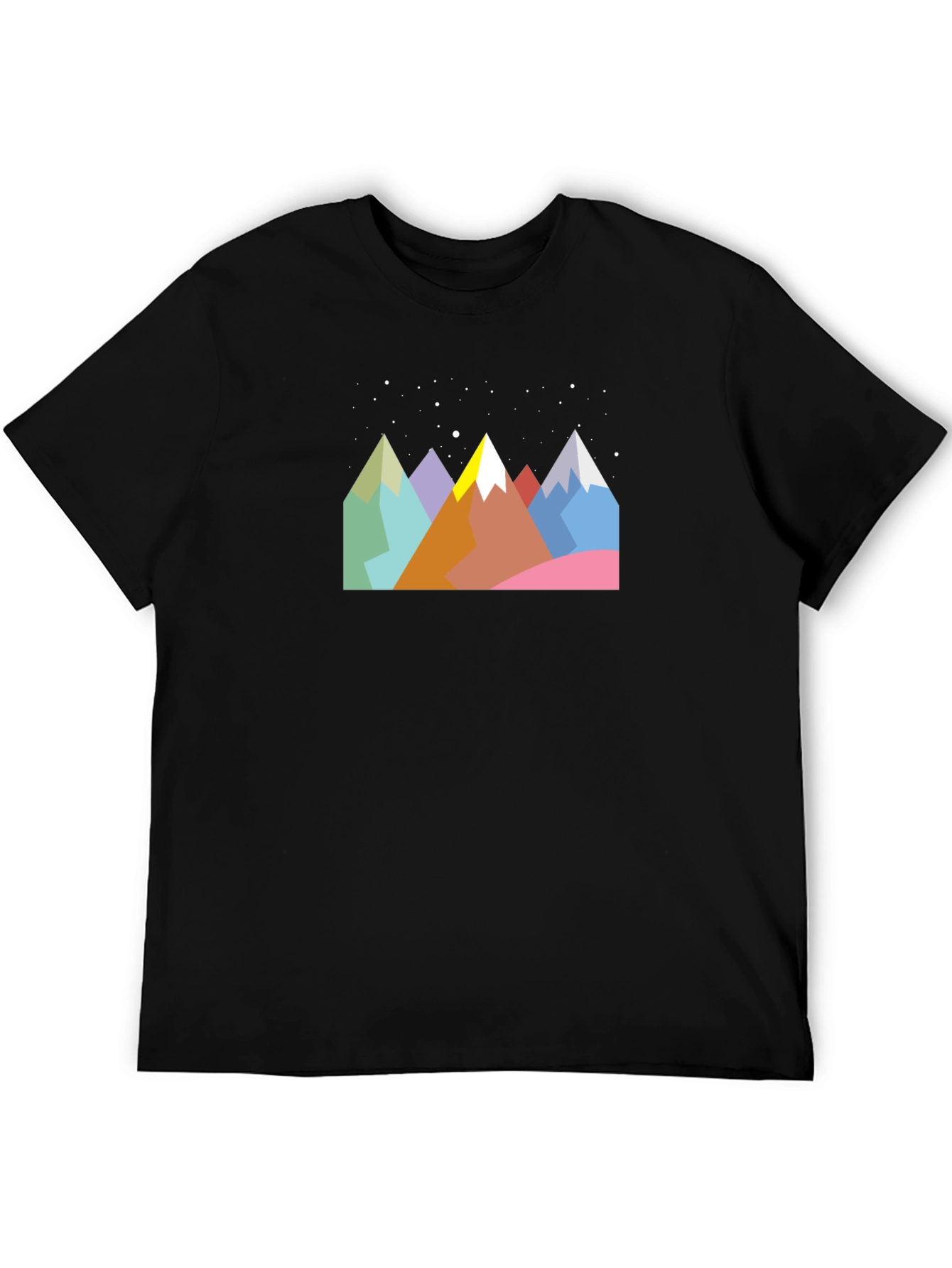 Geometric Mountain Range Graphic Tee - Black