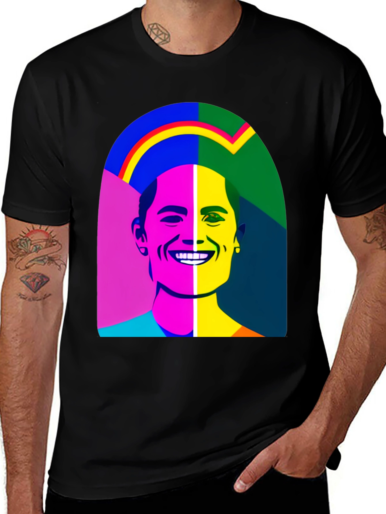Pop Art Portrait Black T-Shirt
