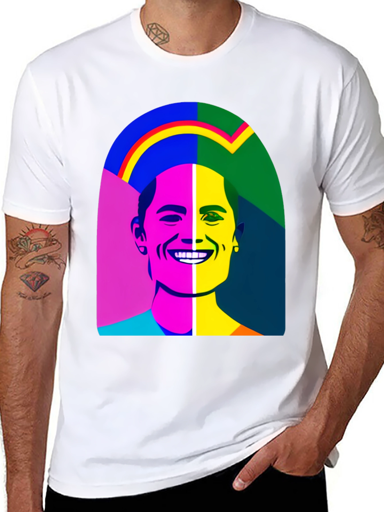 Pop Art Portrait Black T-Shirt