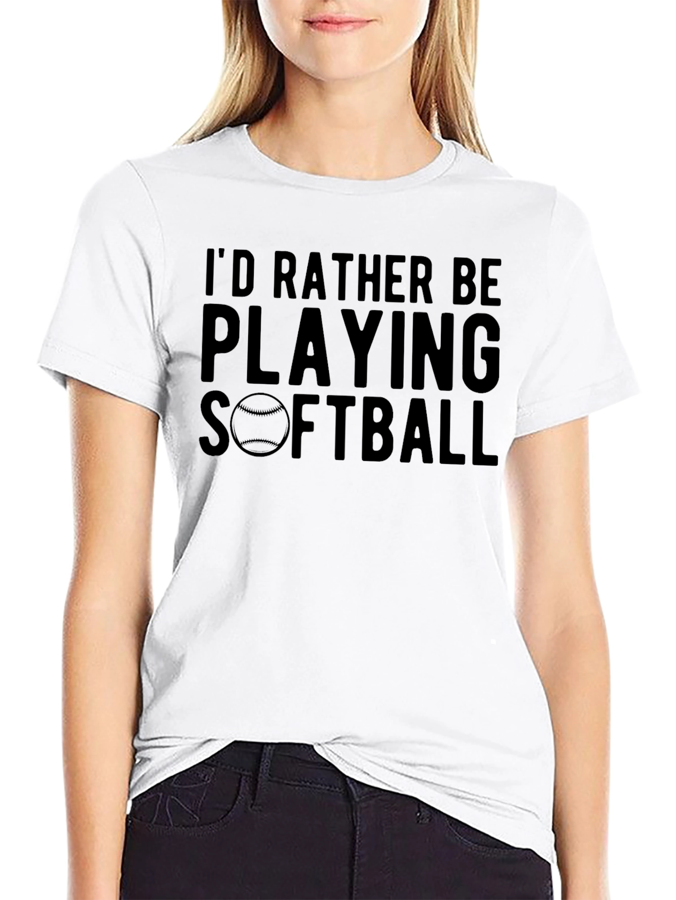 Id Rather Be Playing Softball Graphic T-Shirt