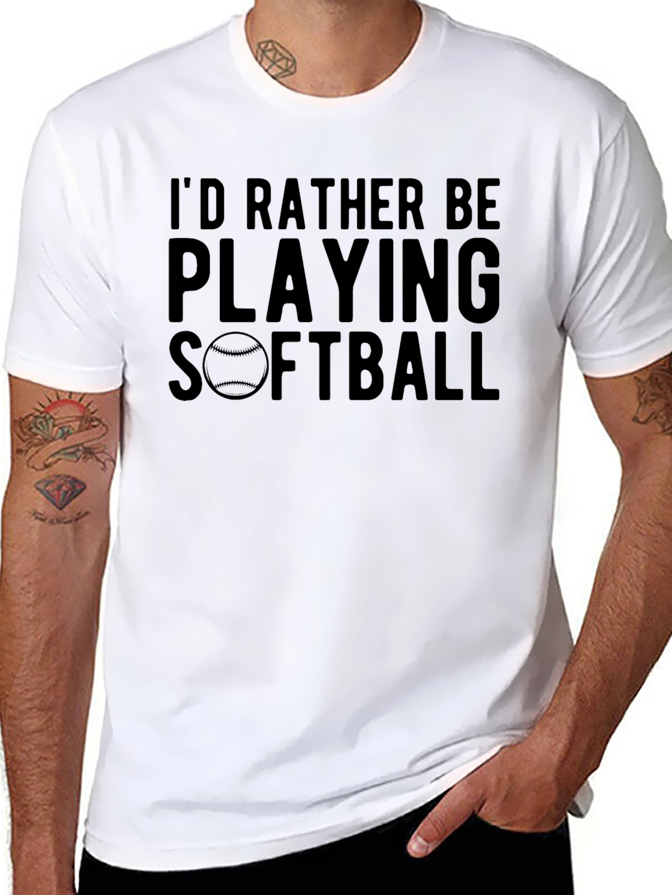 Id Rather Be Playing Softball Graphic T-Shirt