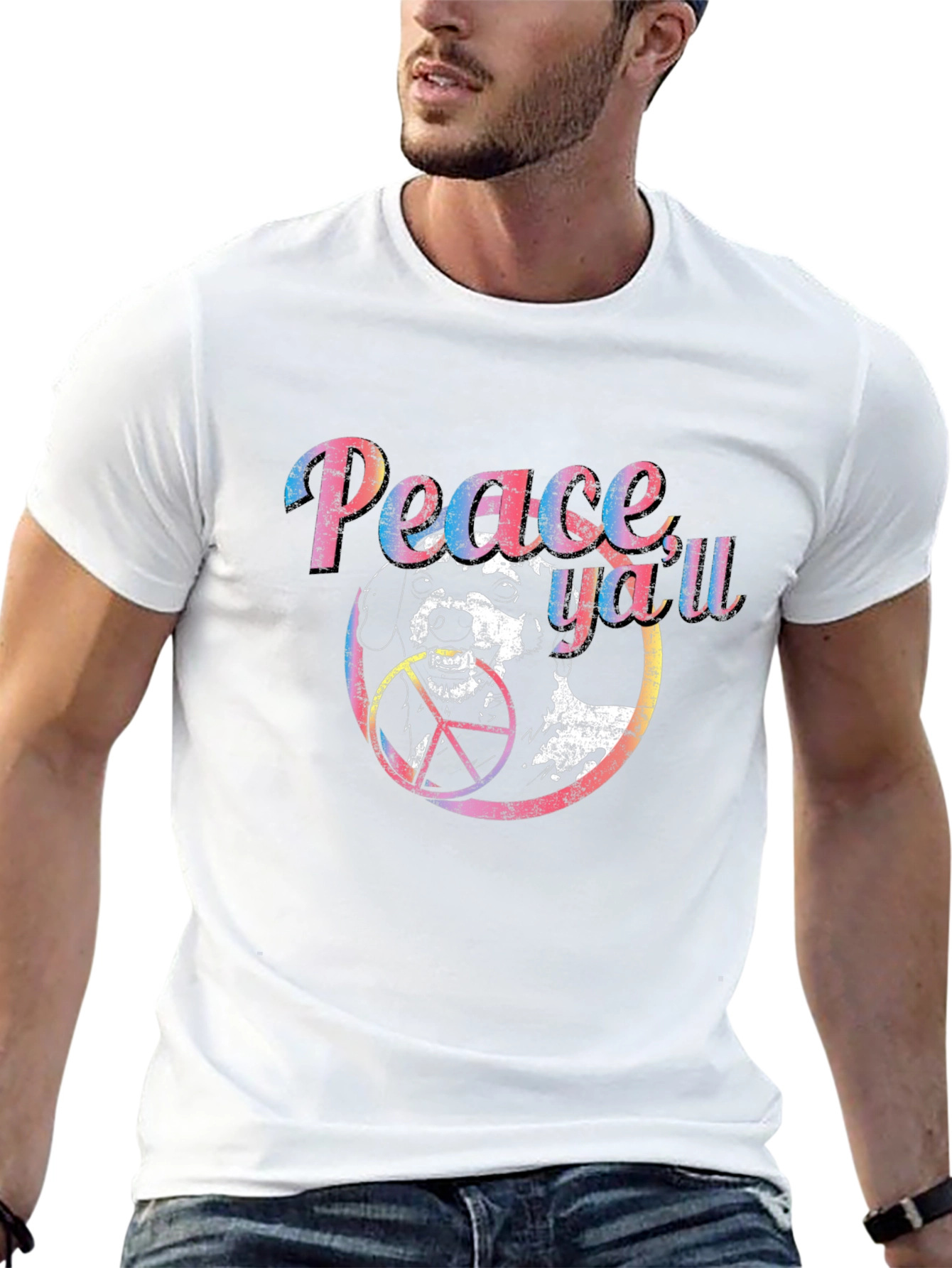 Peace Yall Dog Graphic T-Shirt