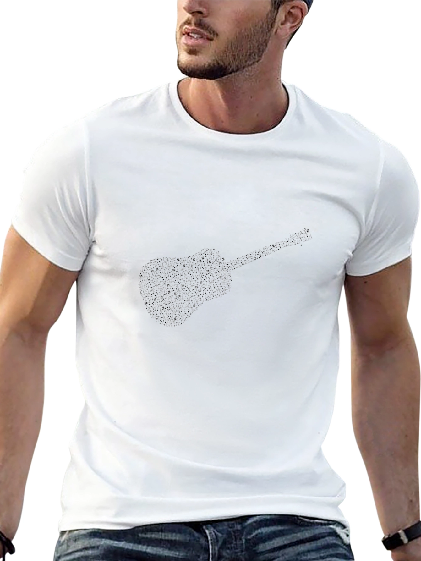 Starry Guitar Graphic Black T-Shirt