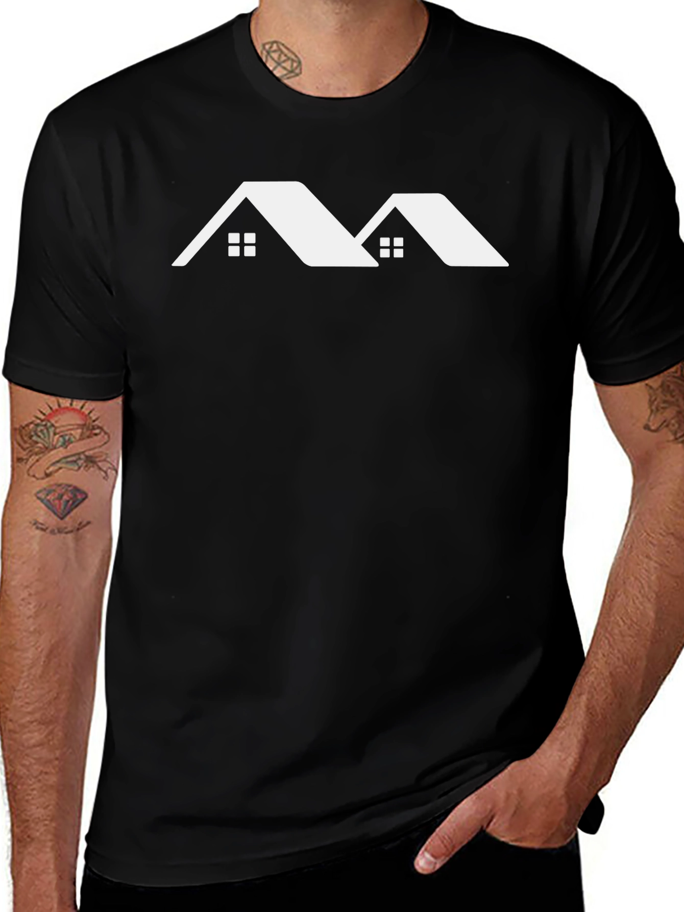 Modern Two House Tee - Black T-Shirt Home Design