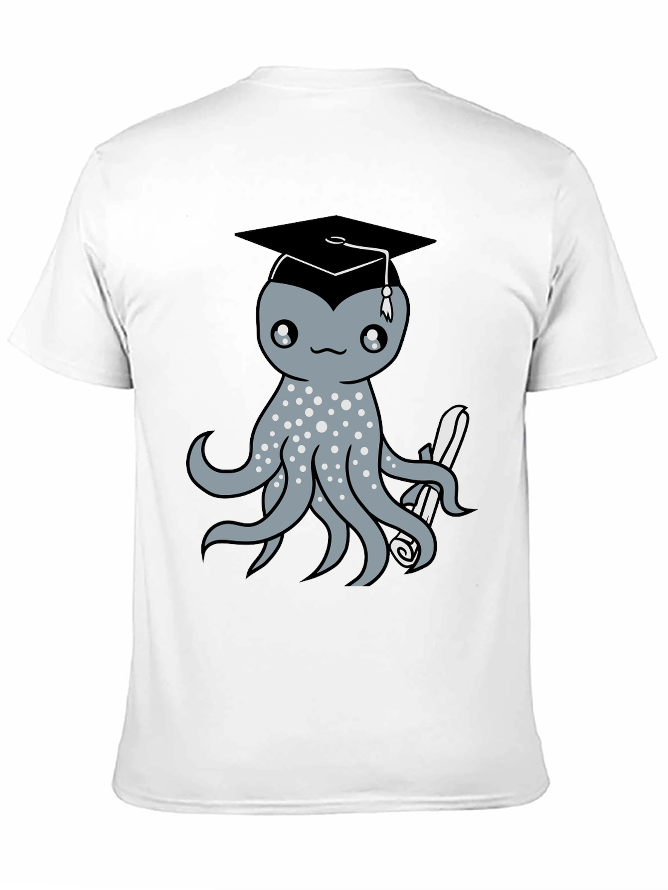 Graduation Octopus Graphic Tee - Black Cotton