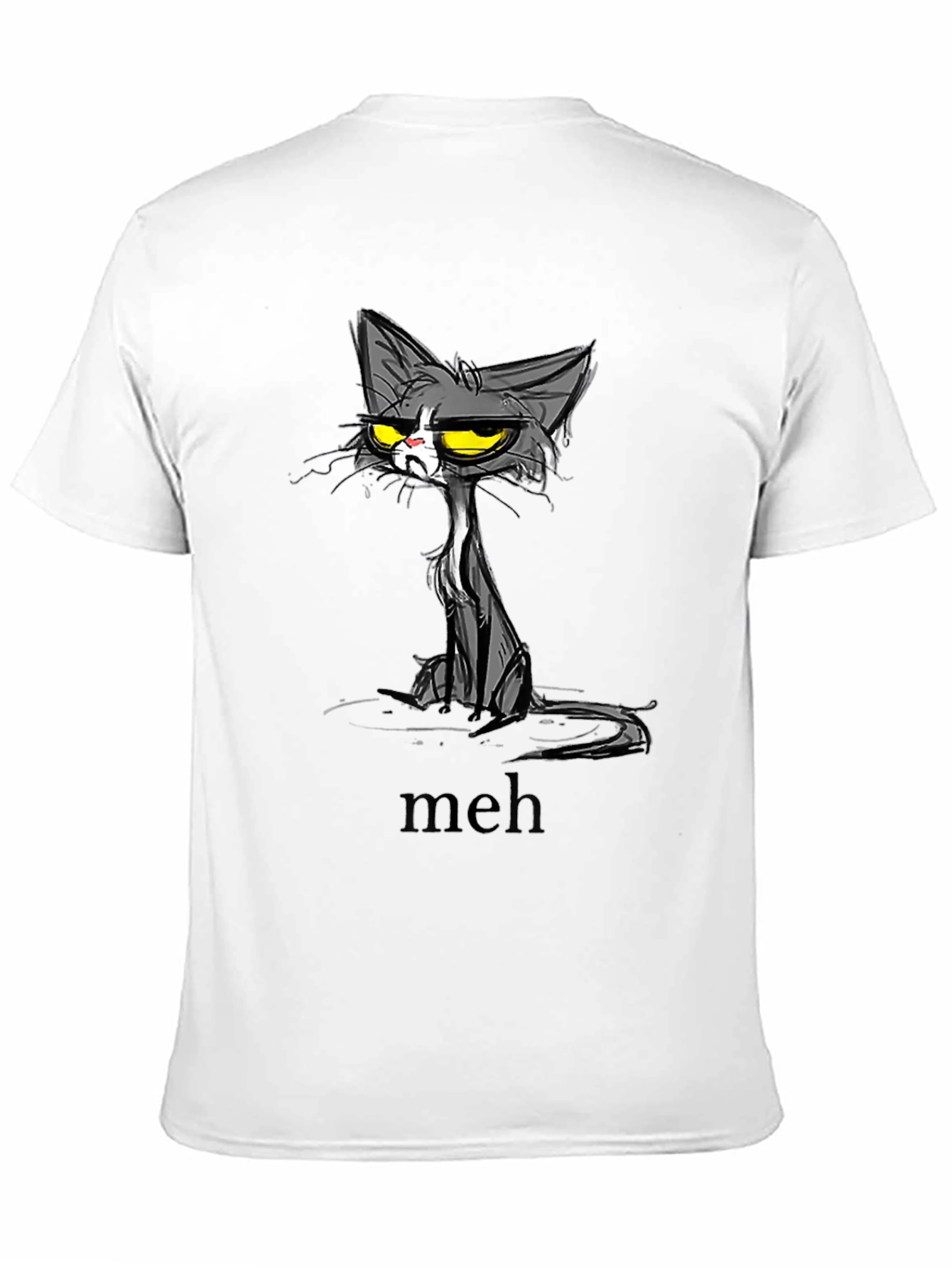 Meh Cat Graphic T-Shirt - Unisex Black Tee