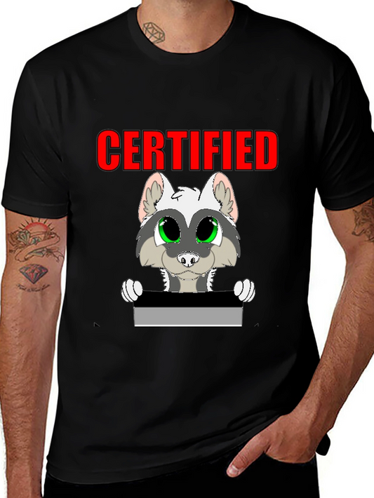 Certified Raccoon Graphic Tee - Black Cotton Blend