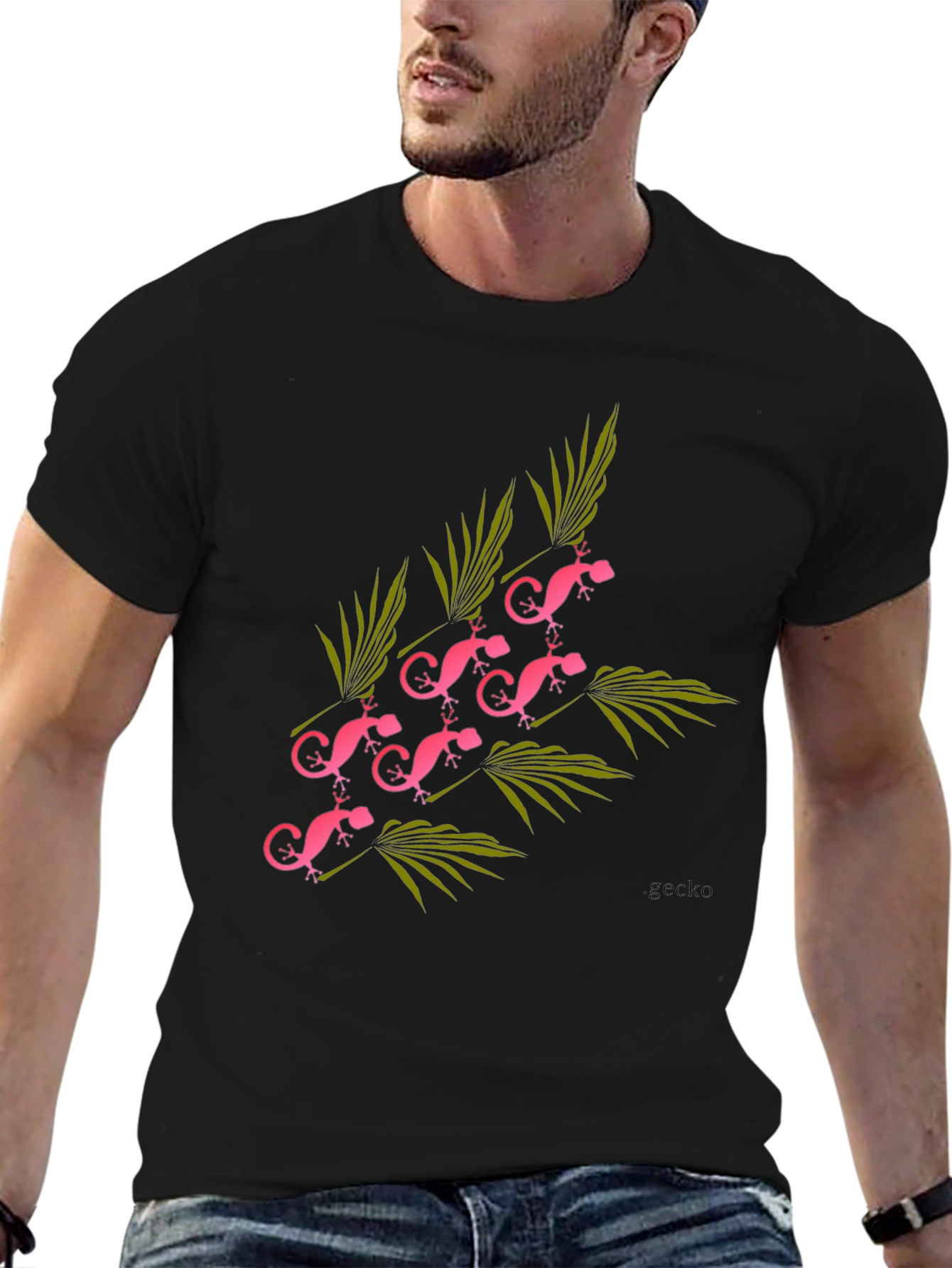 Pink Gecko Graphic Tee - Modern Style