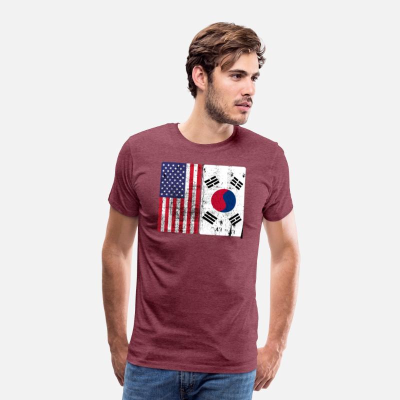 South Korean American Flag T shirt Korea Usa