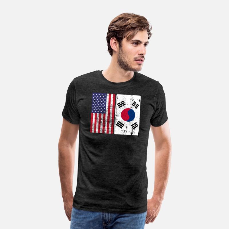 South Korean American Flag T shirt Korea Usa