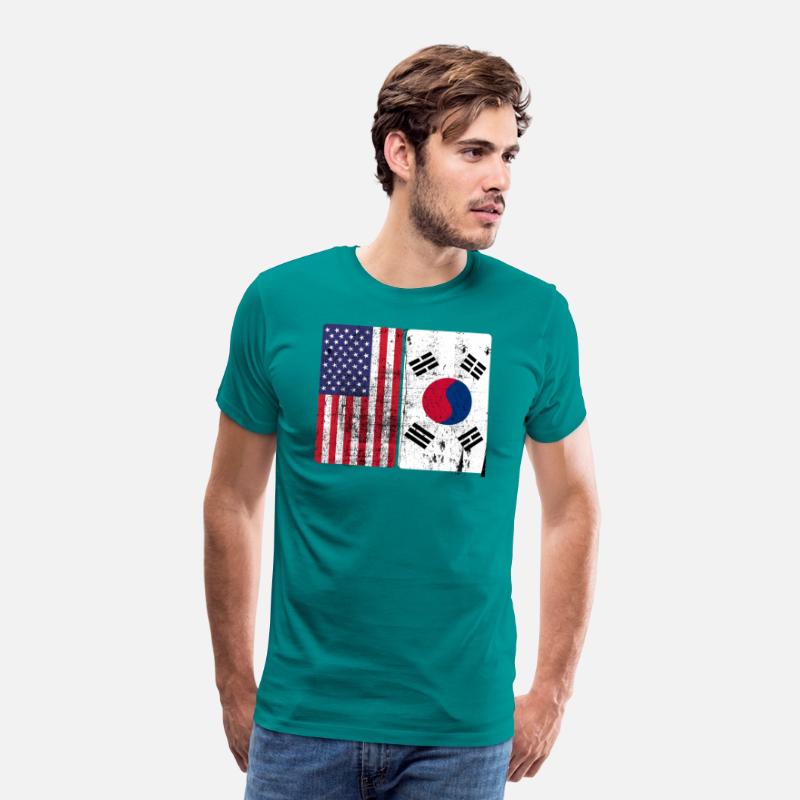 South Korean American Flag T shirt Korea Usa