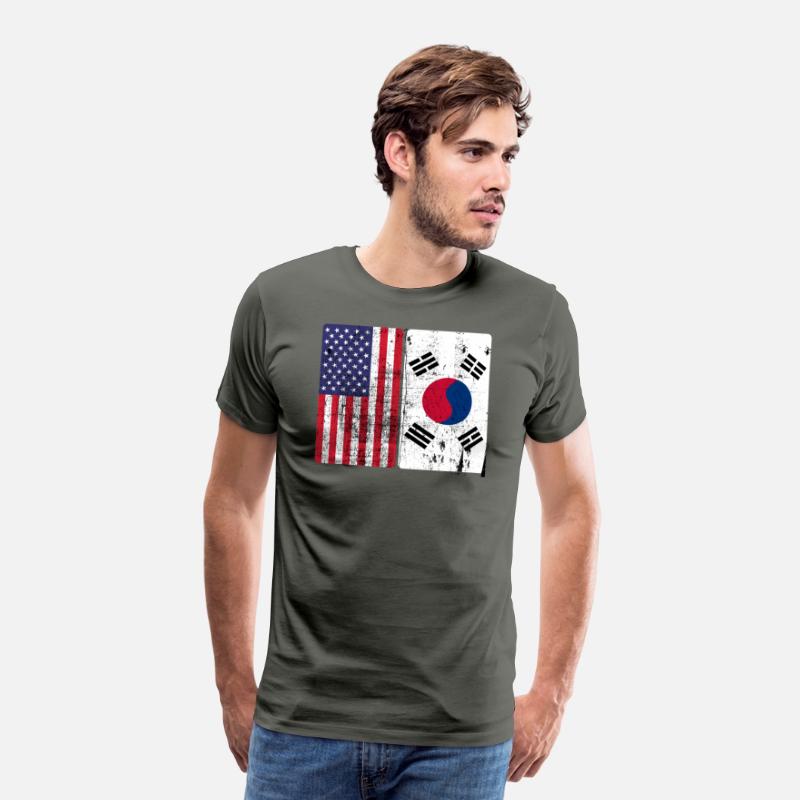 South Korean American Flag T shirt Korea Usa